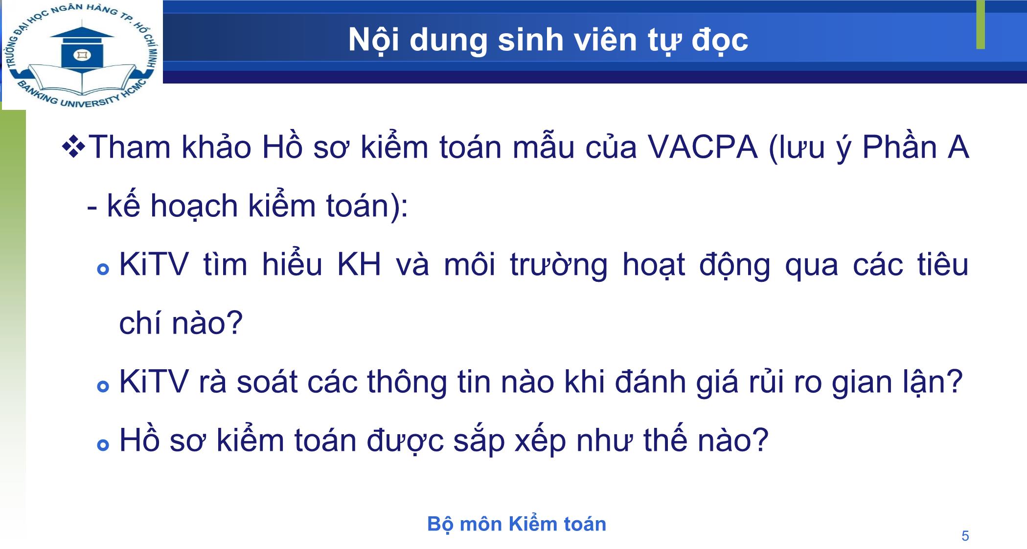 Bài giảng Kiểm toán - Chương 3: Đánh giá rủi ro và lập kế hoạch kiểm toán trang 5