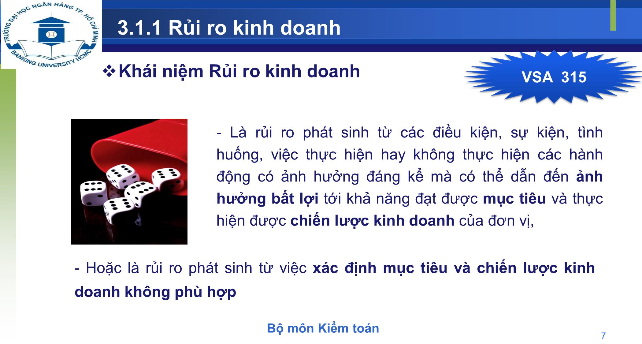 Bài giảng Kiểm toán - Chương 3: Đánh giá rủi ro và lập kế hoạch kiểm toán trang 7