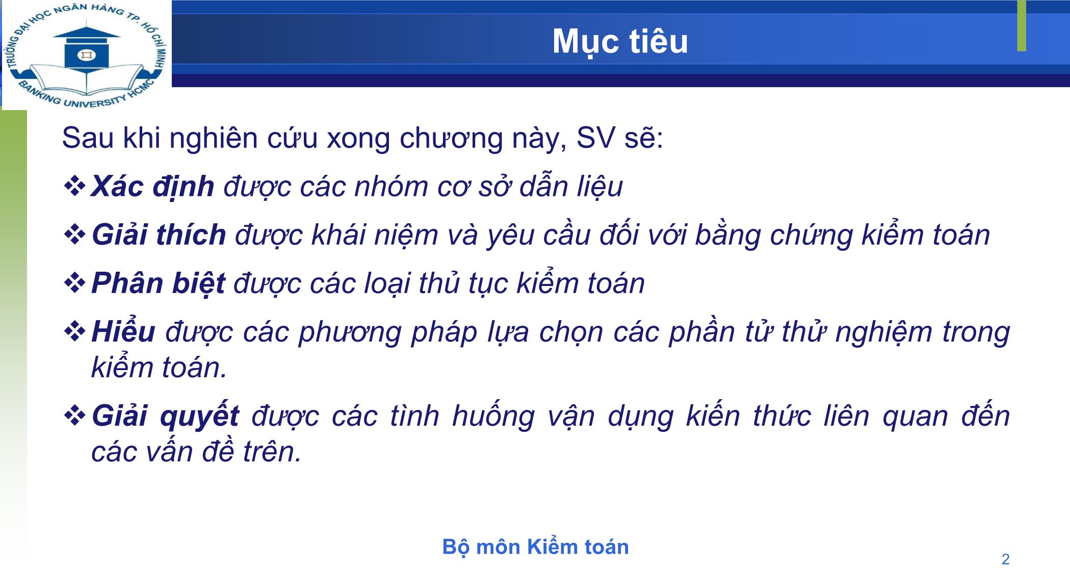 Bài giảng Kiểm toán - Chương 4: Thực hiện các thử nghiệm kiểm toán trang 2