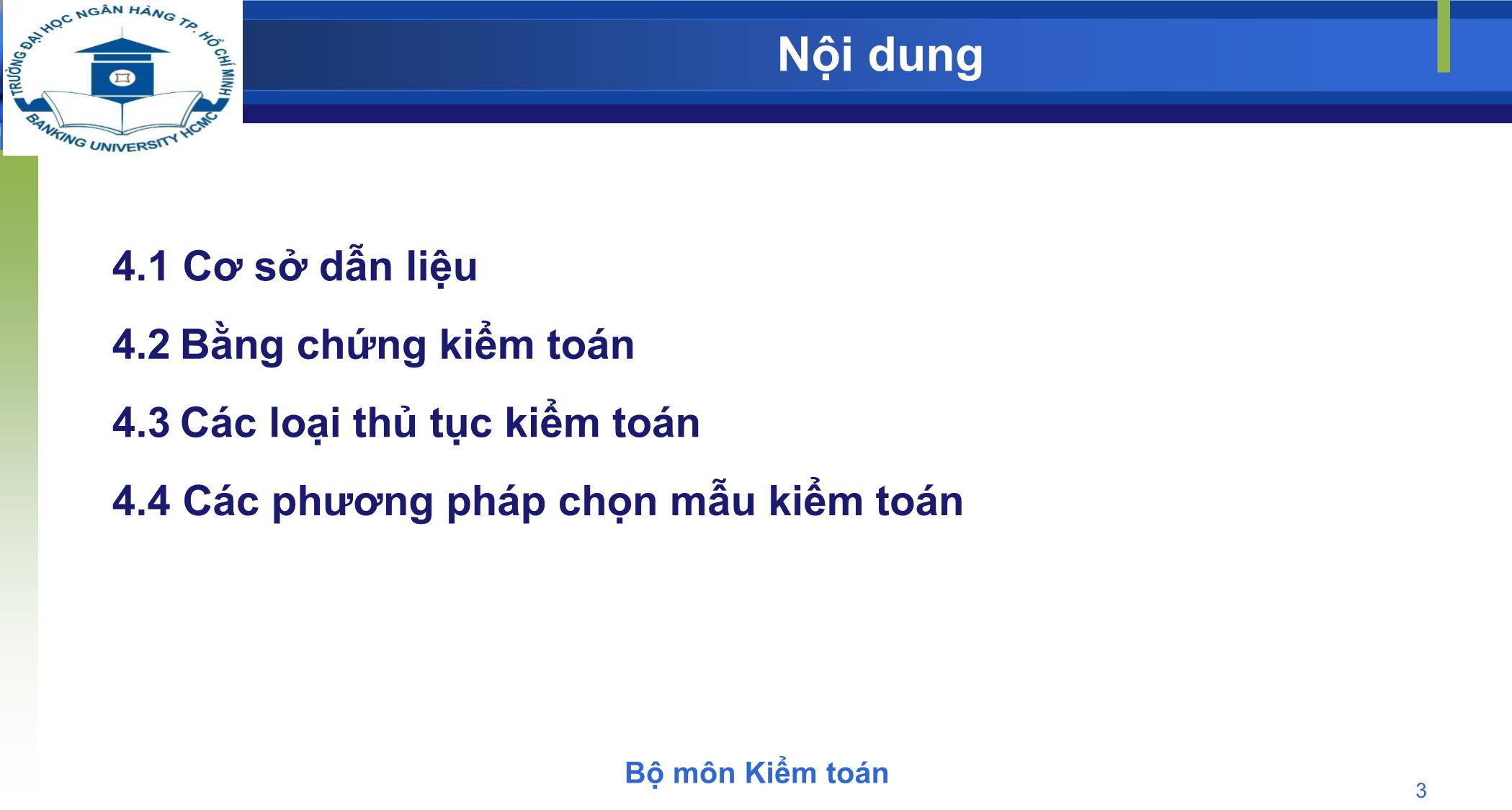 Bài giảng Kiểm toán - Chương 4: Thực hiện các thử nghiệm kiểm toán trang 3