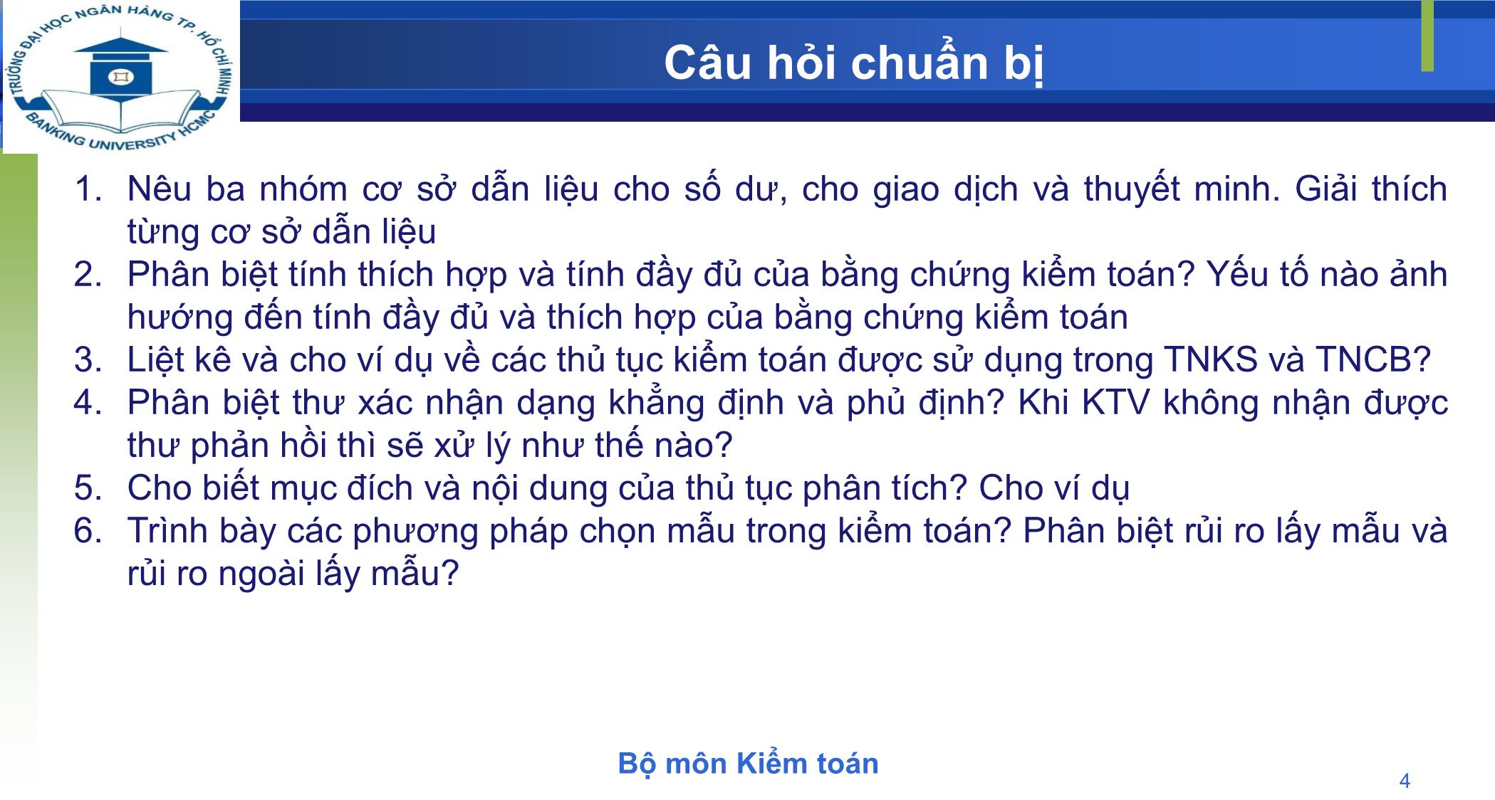 Bài giảng Kiểm toán - Chương 4: Thực hiện các thử nghiệm kiểm toán trang 4