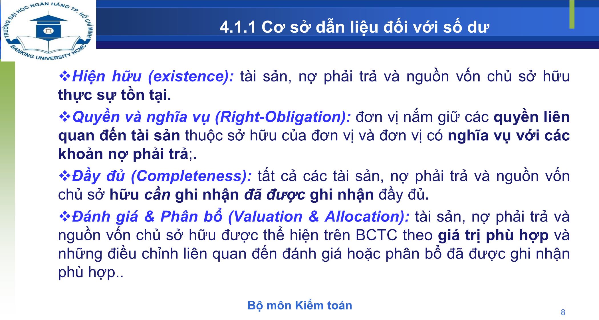 Bài giảng Kiểm toán - Chương 4: Thực hiện các thử nghiệm kiểm toán trang 8