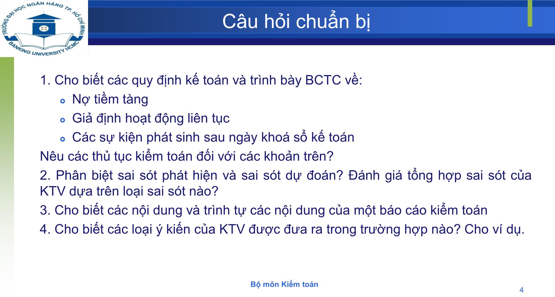 Bài giảng Kiểm toán - Chương 5: Hoàn thành kiểm toán trang 4