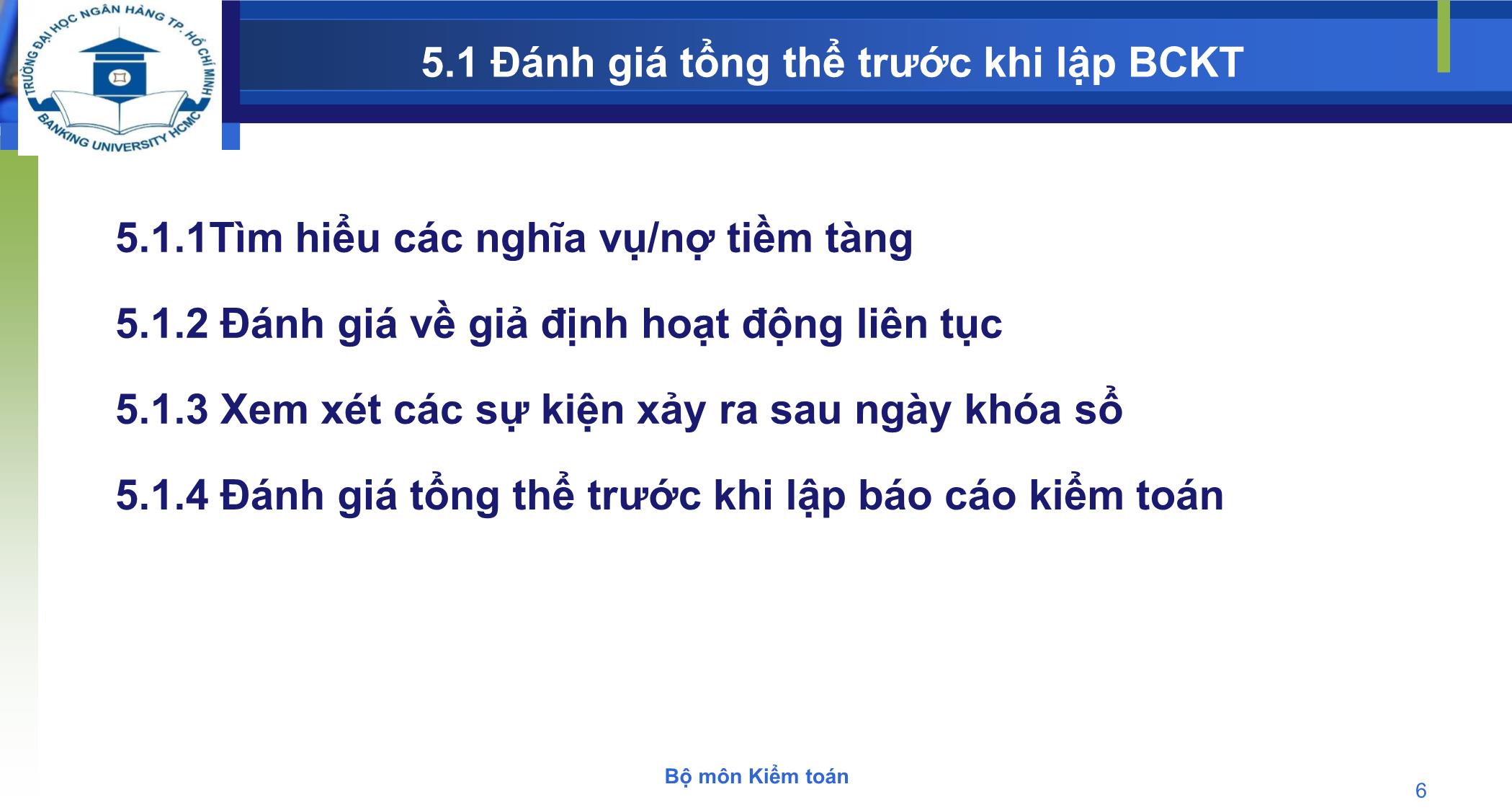 Bài giảng Kiểm toán - Chương 5: Hoàn thành kiểm toán trang 6