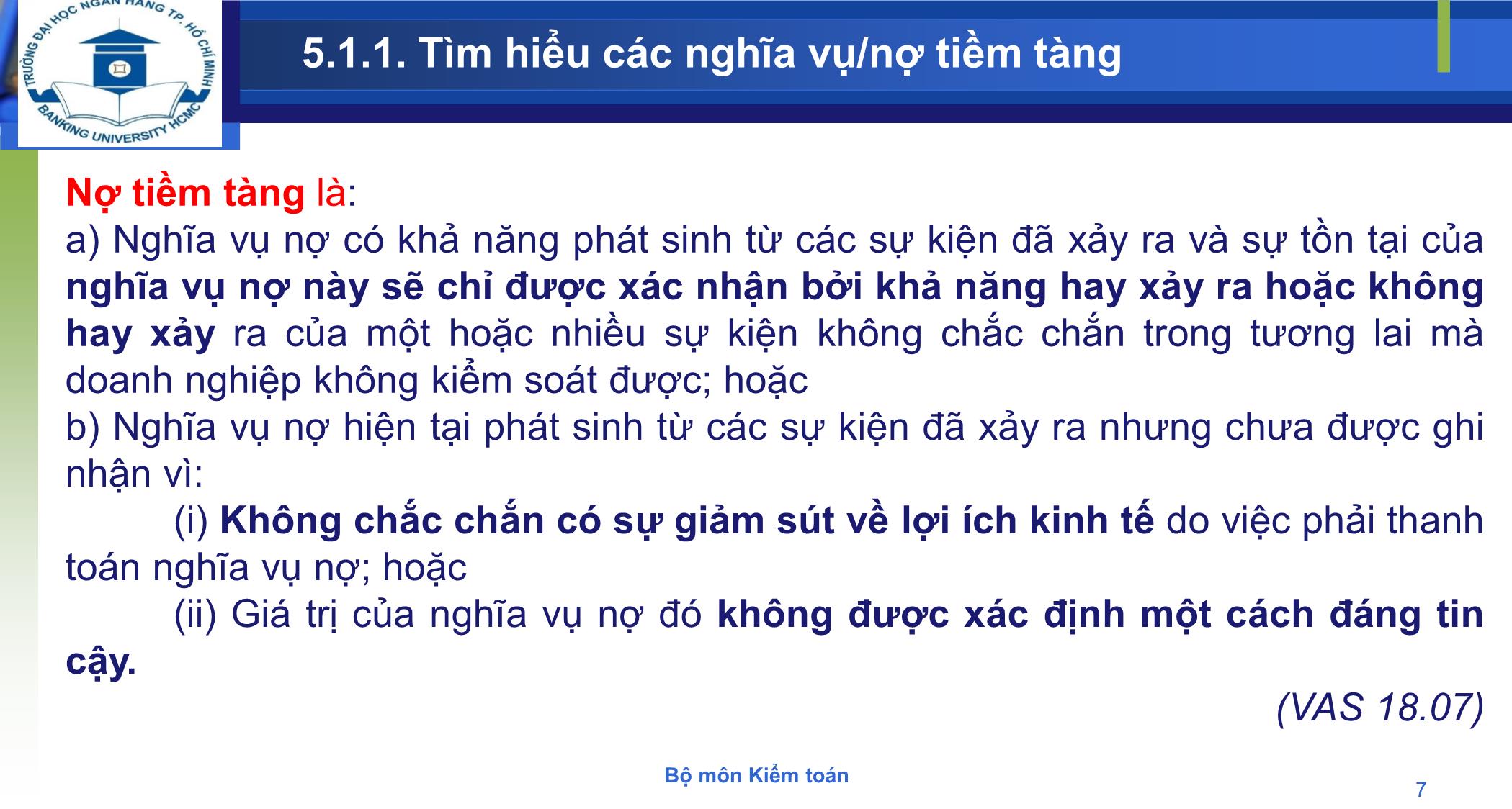 Bài giảng Kiểm toán - Chương 5: Hoàn thành kiểm toán trang 7