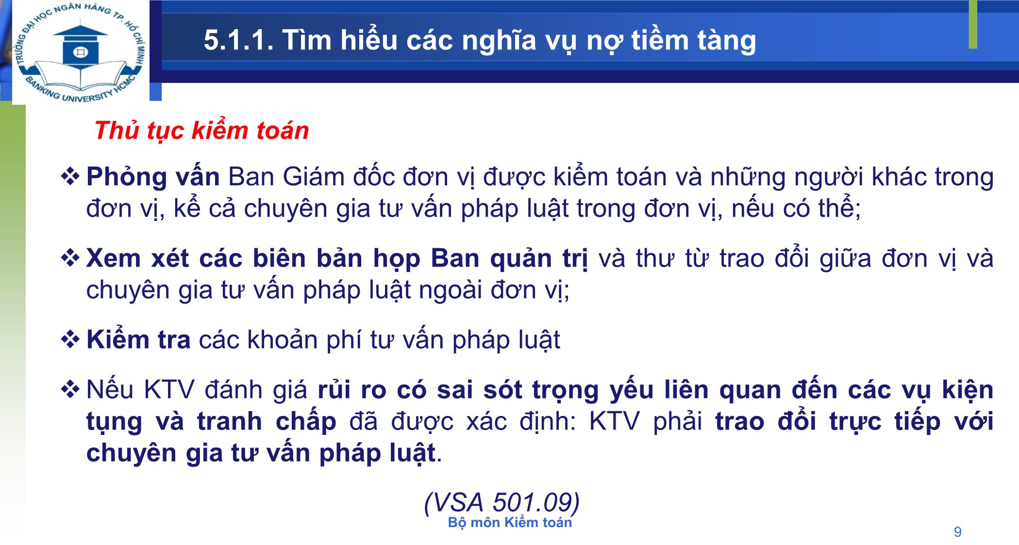 Bài giảng Kiểm toán - Chương 5: Hoàn thành kiểm toán trang 9