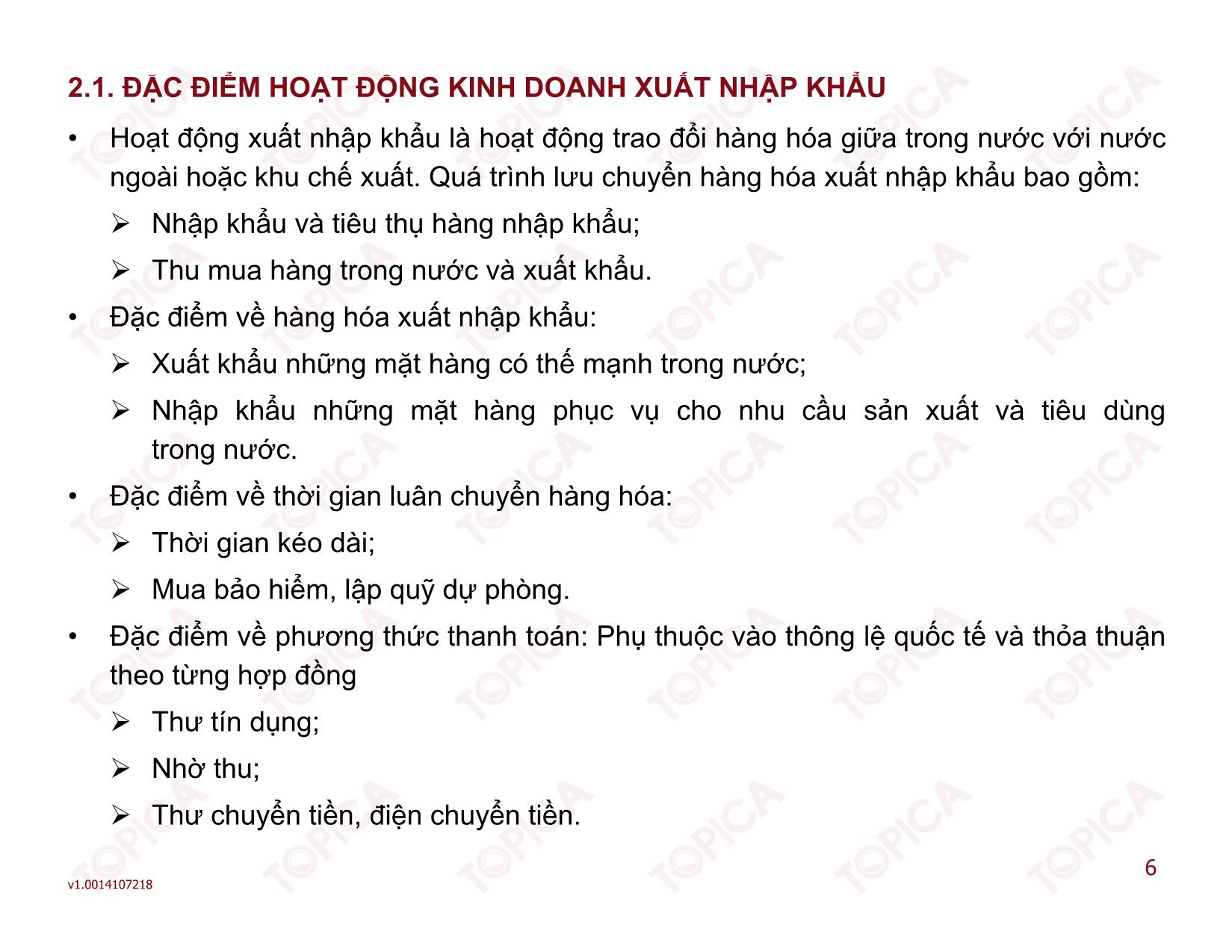 Bài giảng Kiểm toán doanh nghiệp thương mại - Bài 2: Kế toán trong các doanh nghiệp kinh doanh xuất nhập khẩu - Đoàn Thị Trúc Quỳnh trang 6