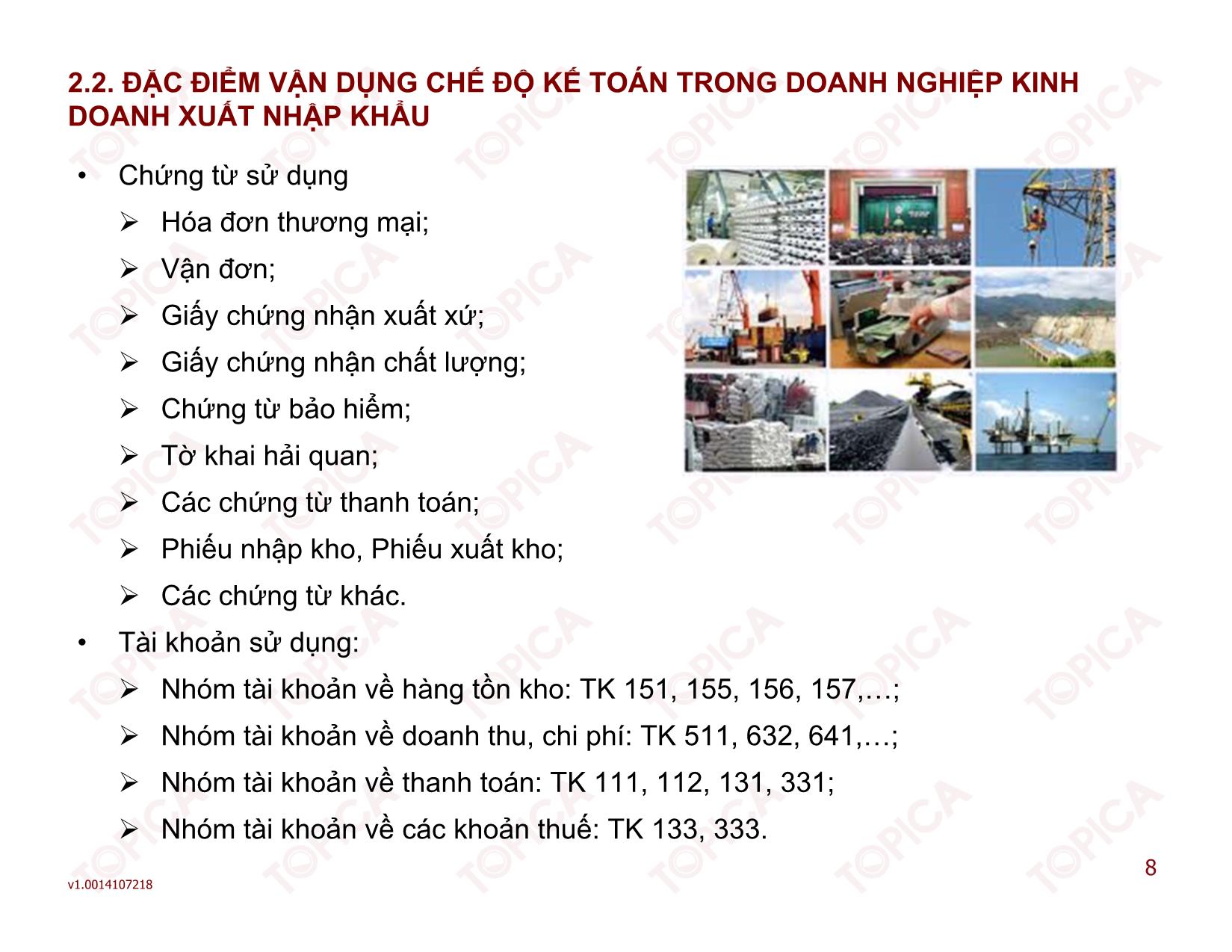 Bài giảng Kiểm toán doanh nghiệp thương mại - Bài 2: Kế toán trong các doanh nghiệp kinh doanh xuất nhập khẩu - Đoàn Thị Trúc Quỳnh trang 8