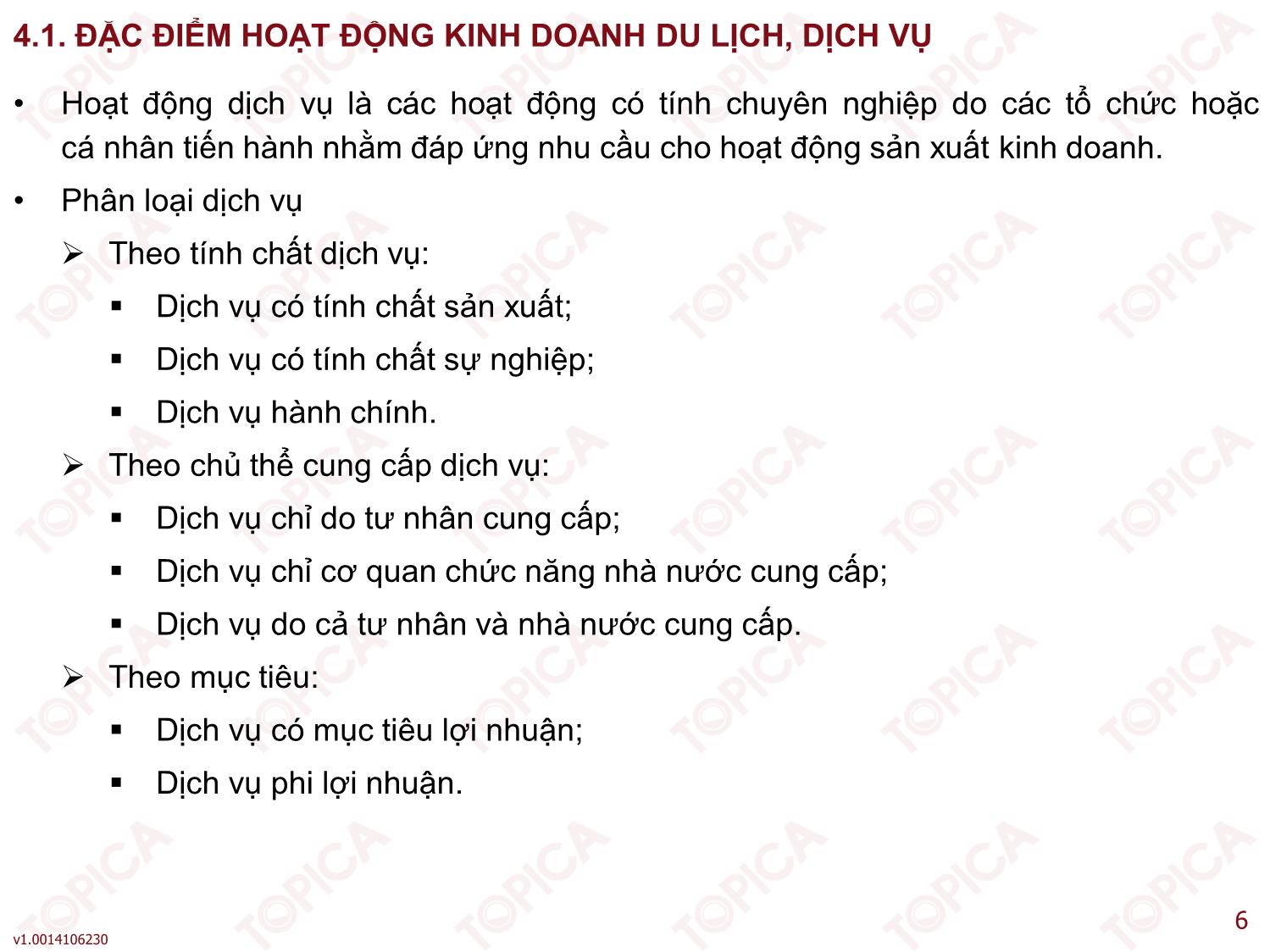 Bài giảng Kiểm toán doanh nghiệp thương mại - Bài 4: Kế toán trong các doanh nghiệp kinh doanh du lịch, dịch vụ - Đoàn Thị Trúc Quỳnh trang 6