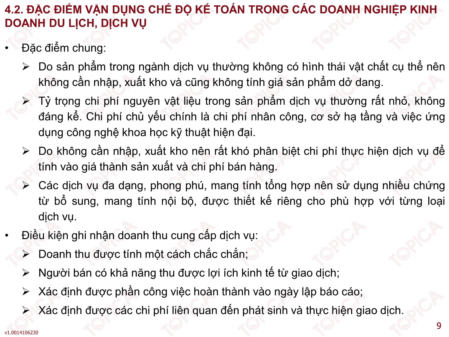 Bài giảng Kiểm toán doanh nghiệp thương mại - Bài 4: Kế toán trong các doanh nghiệp kinh doanh du lịch, dịch vụ - Đoàn Thị Trúc Quỳnh trang 9