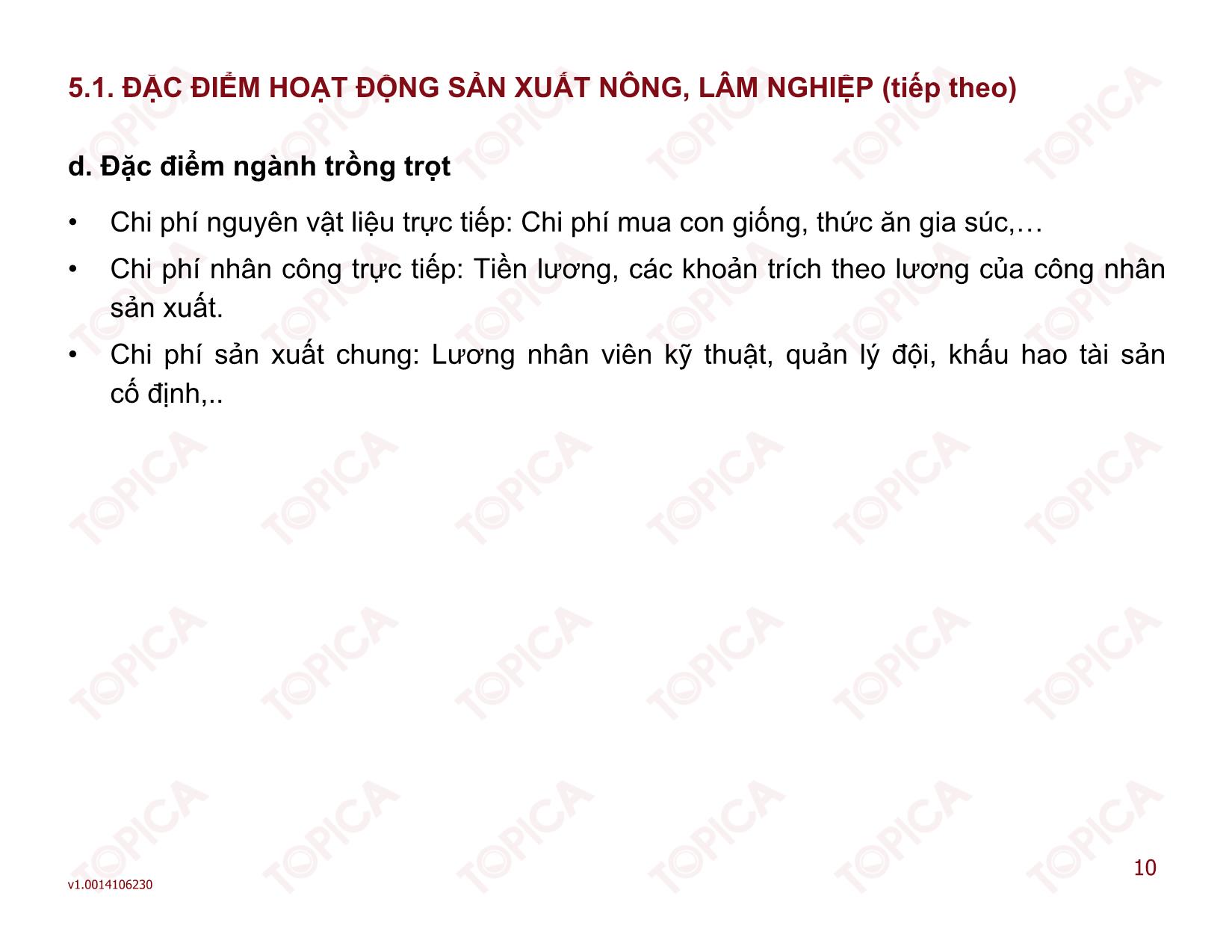 Bài giảng Kiểm toán doanh nghiệp thương mại - Bài 5: Kế toán trong các doanh nghiệp sản xuất nông, lâm nghiệp - Đoàn Thị Trúc Quỳnh trang 10