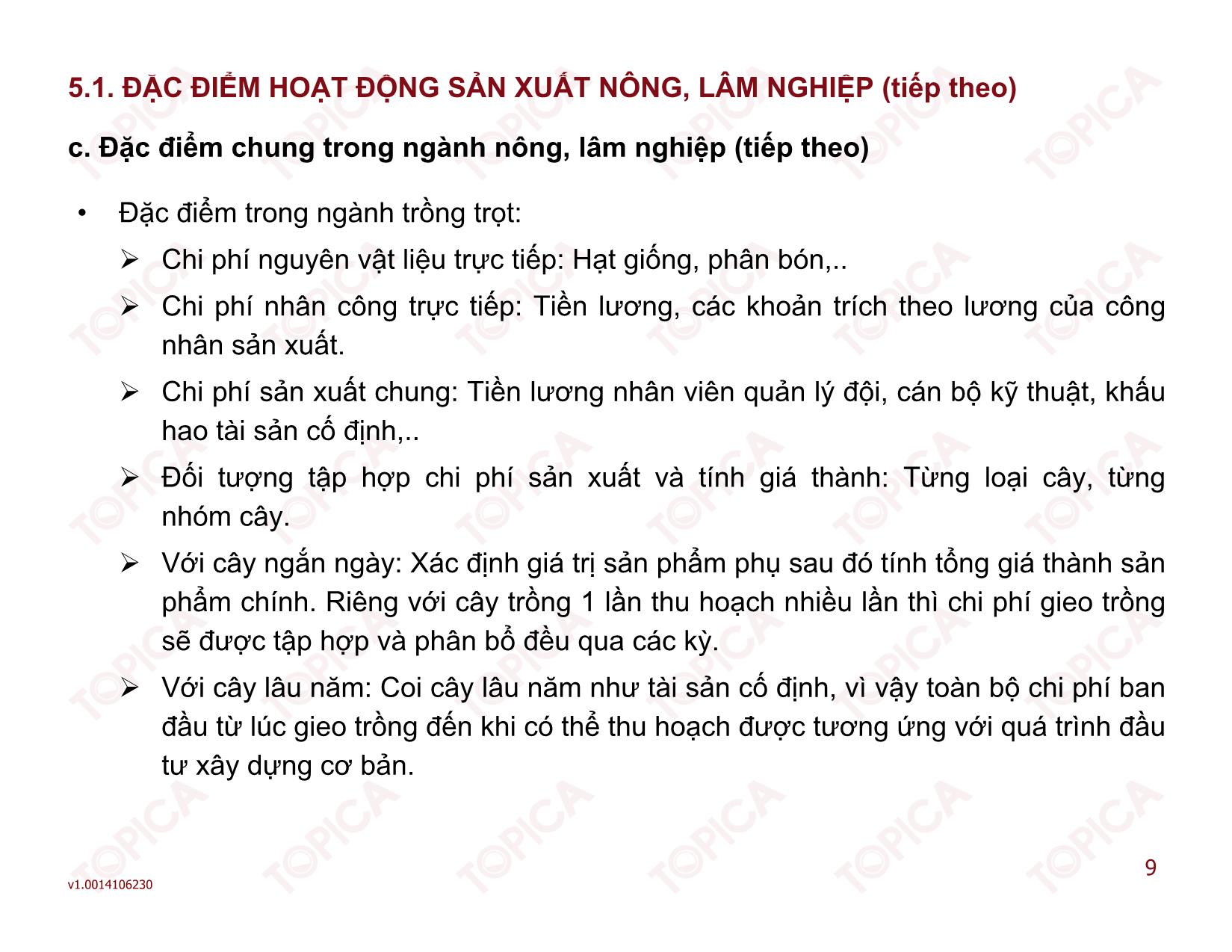 Bài giảng Kiểm toán doanh nghiệp thương mại - Bài 5: Kế toán trong các doanh nghiệp sản xuất nông, lâm nghiệp - Đoàn Thị Trúc Quỳnh trang 9