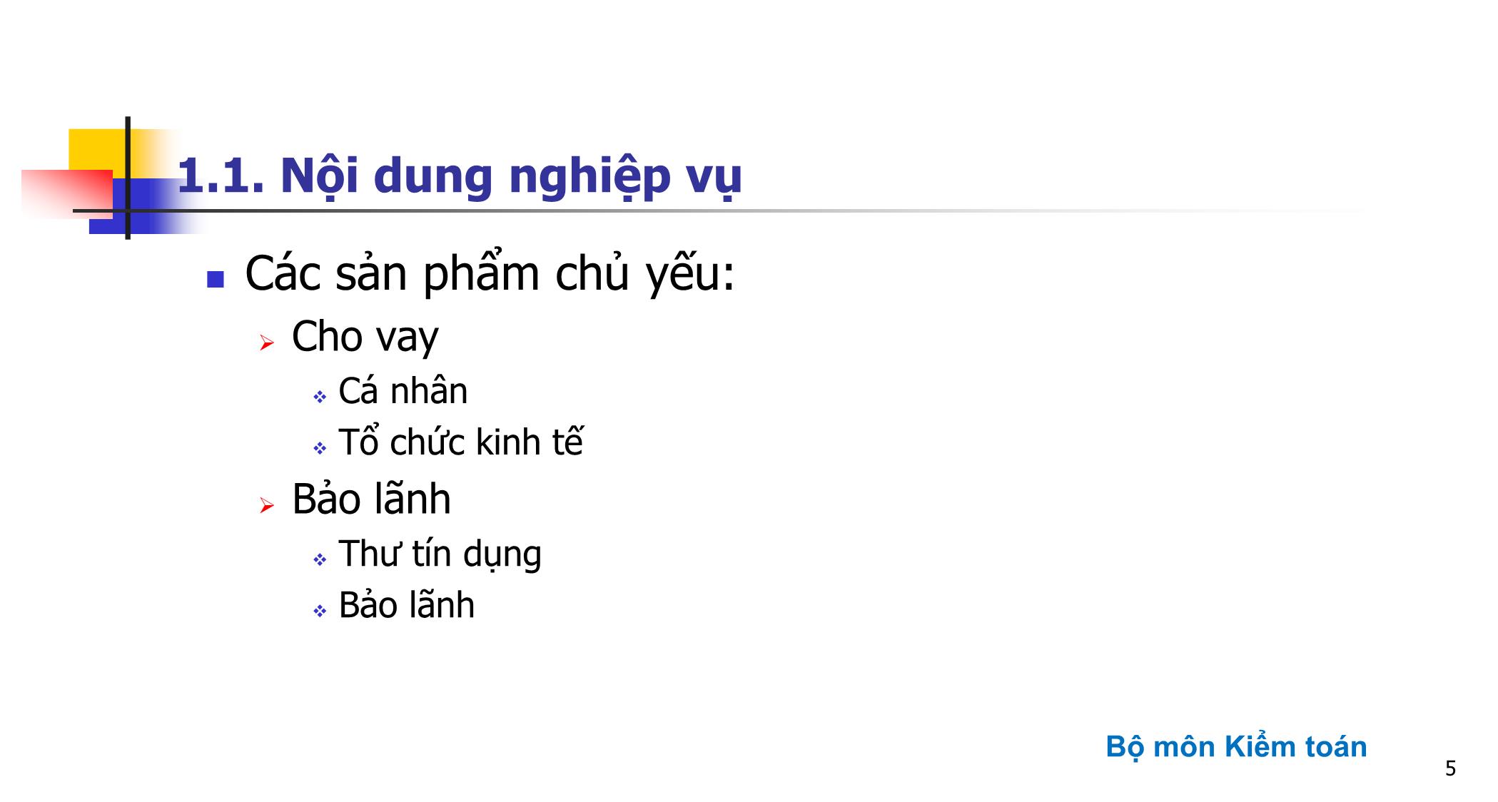 Bài giảng Kiểm toán ngân hàng - Chương 3: Kiểm toán các khoản mục tín dụng và thu nhập lãi trang 5