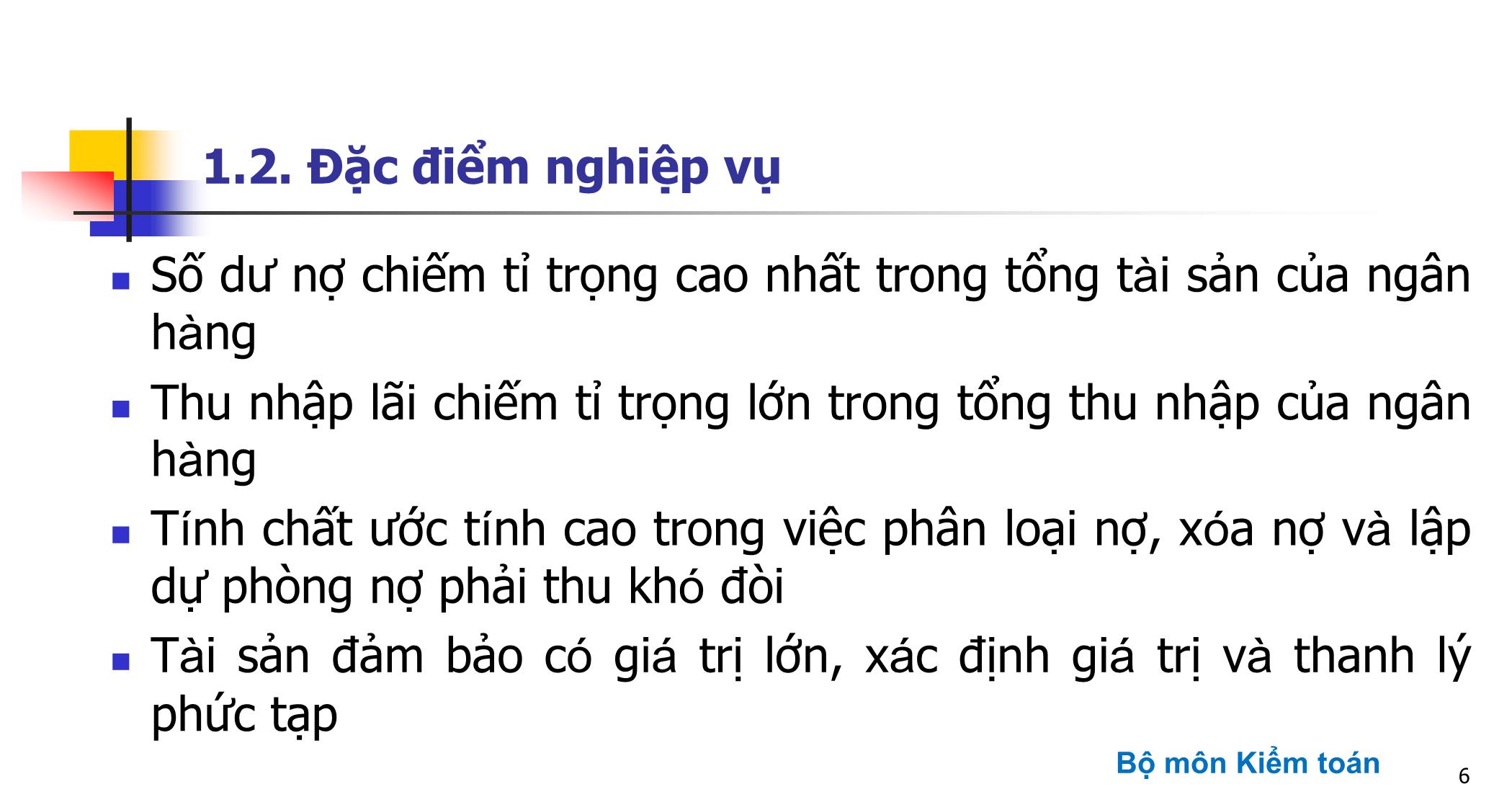 Bài giảng Kiểm toán ngân hàng - Chương 3: Kiểm toán các khoản mục tín dụng và thu nhập lãi trang 6