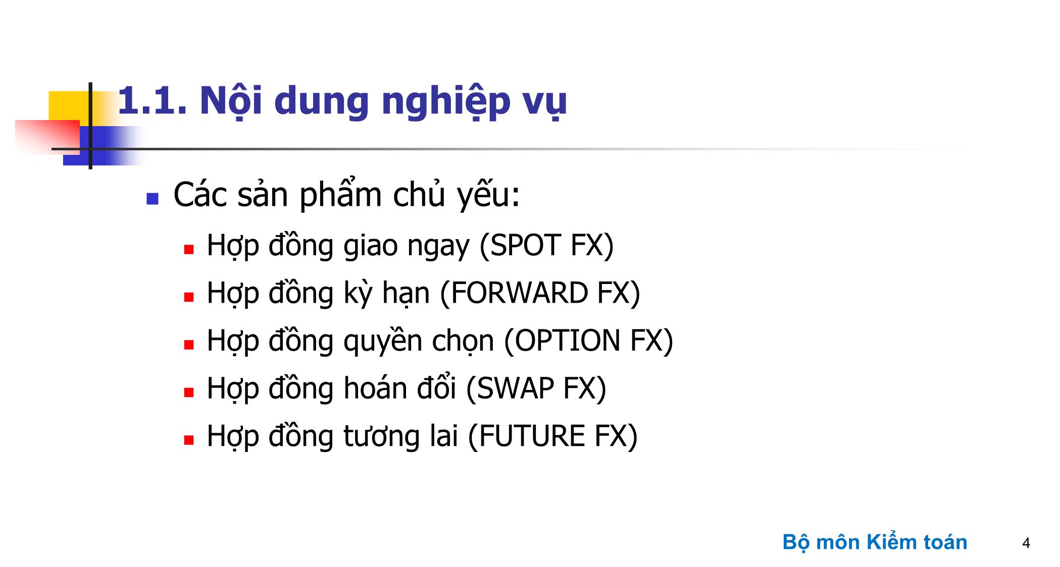 Bài giảng Kiểm toán ngân hàng - Chương 4: Kiểm toán các khoản mục kinh doanh ngoại hối trang 4