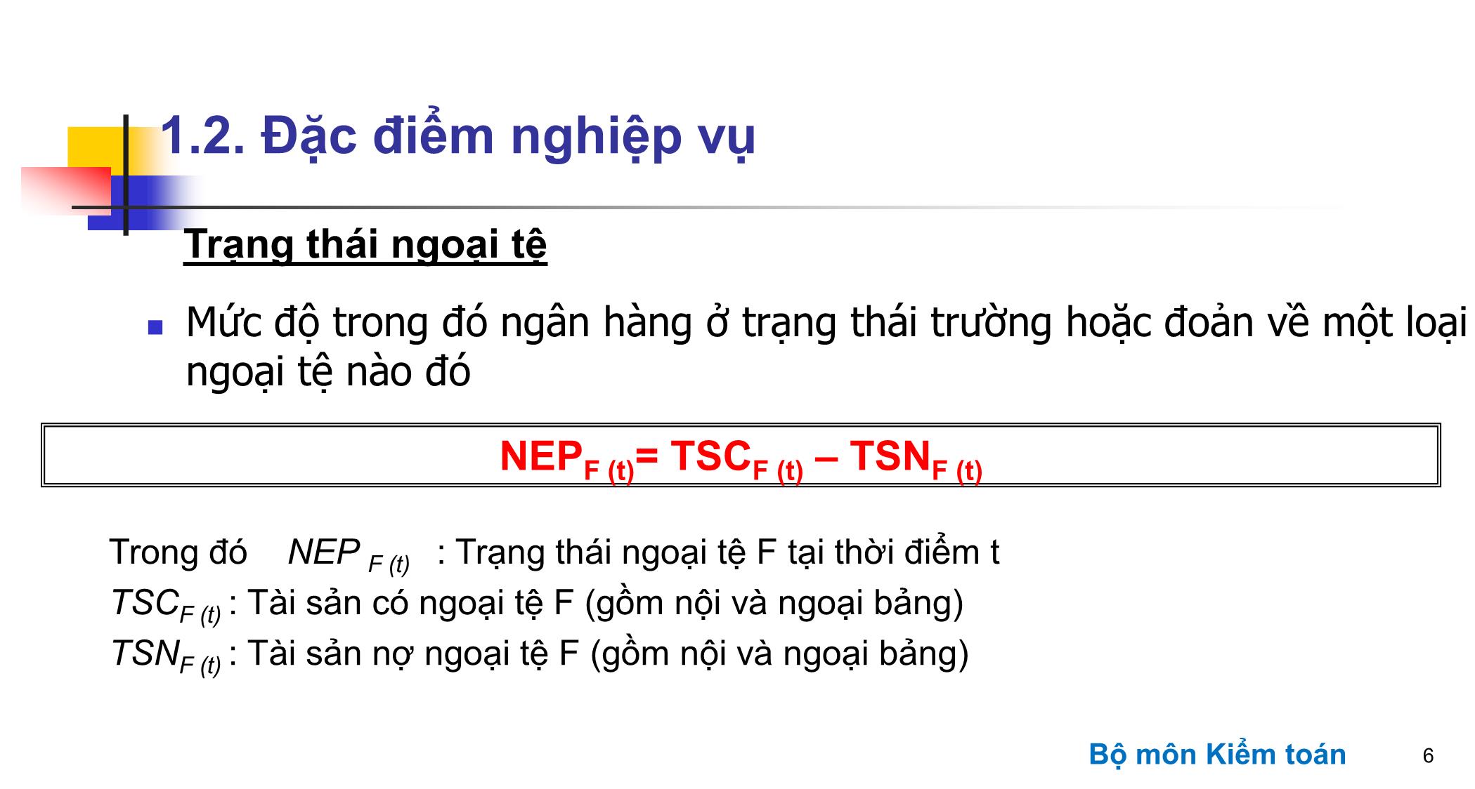 Bài giảng Kiểm toán ngân hàng - Chương 4: Kiểm toán các khoản mục kinh doanh ngoại hối trang 6