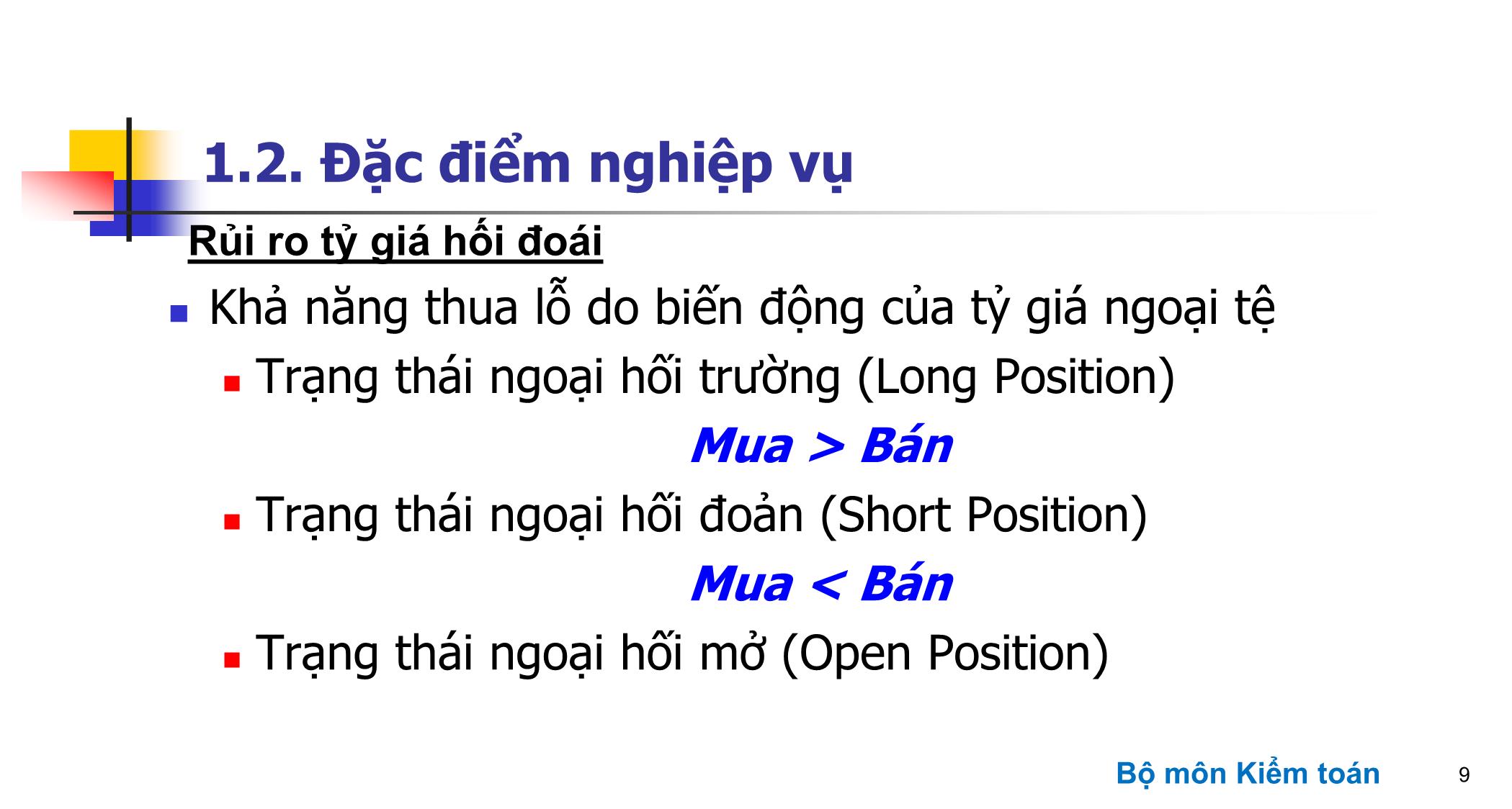 Bài giảng Kiểm toán ngân hàng - Chương 4: Kiểm toán các khoản mục kinh doanh ngoại hối trang 8