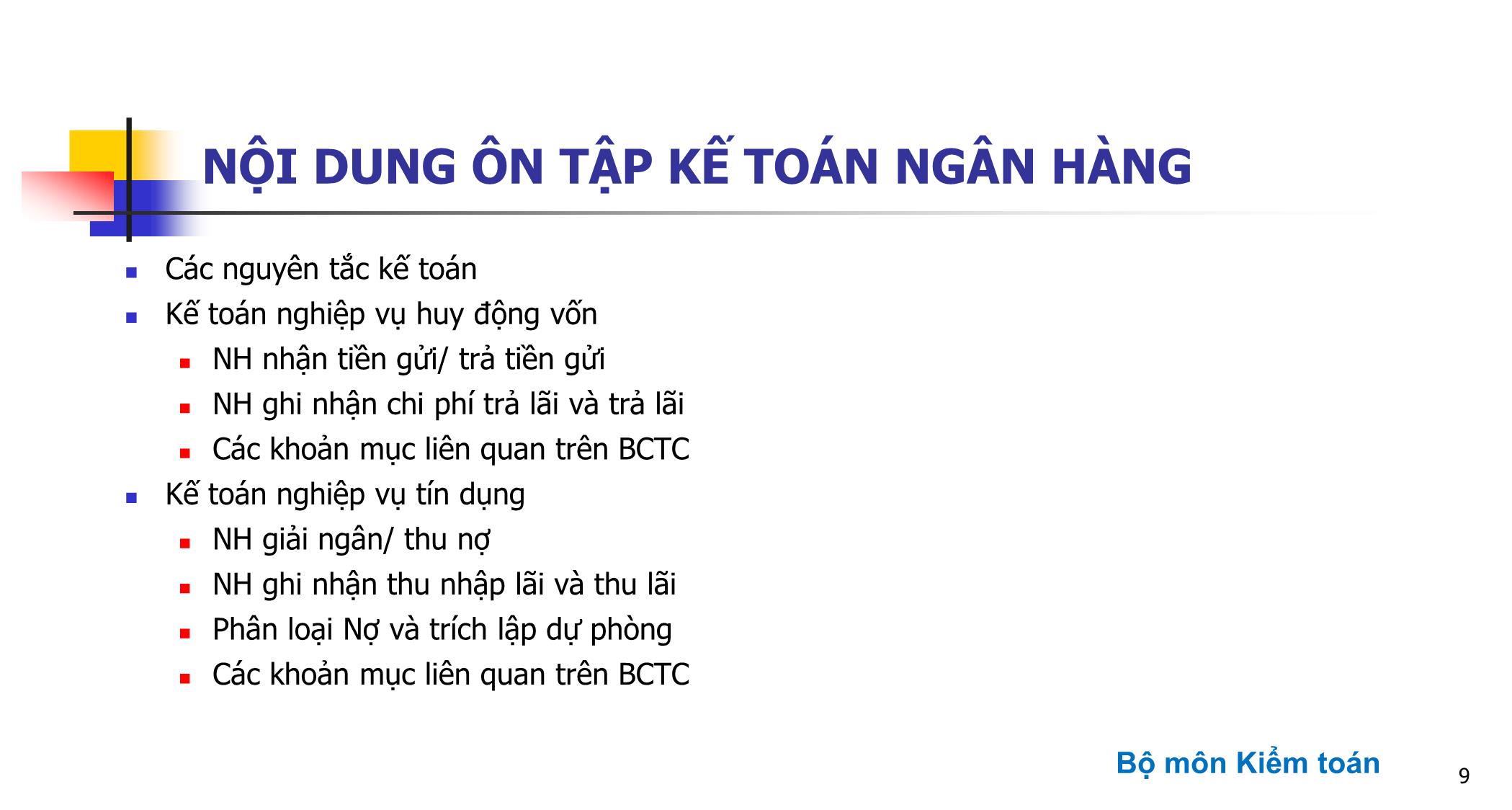 Bài giảng Kiểm toán ngân hàng - Chương mở đầu: Giới thiệu môn học trang 9