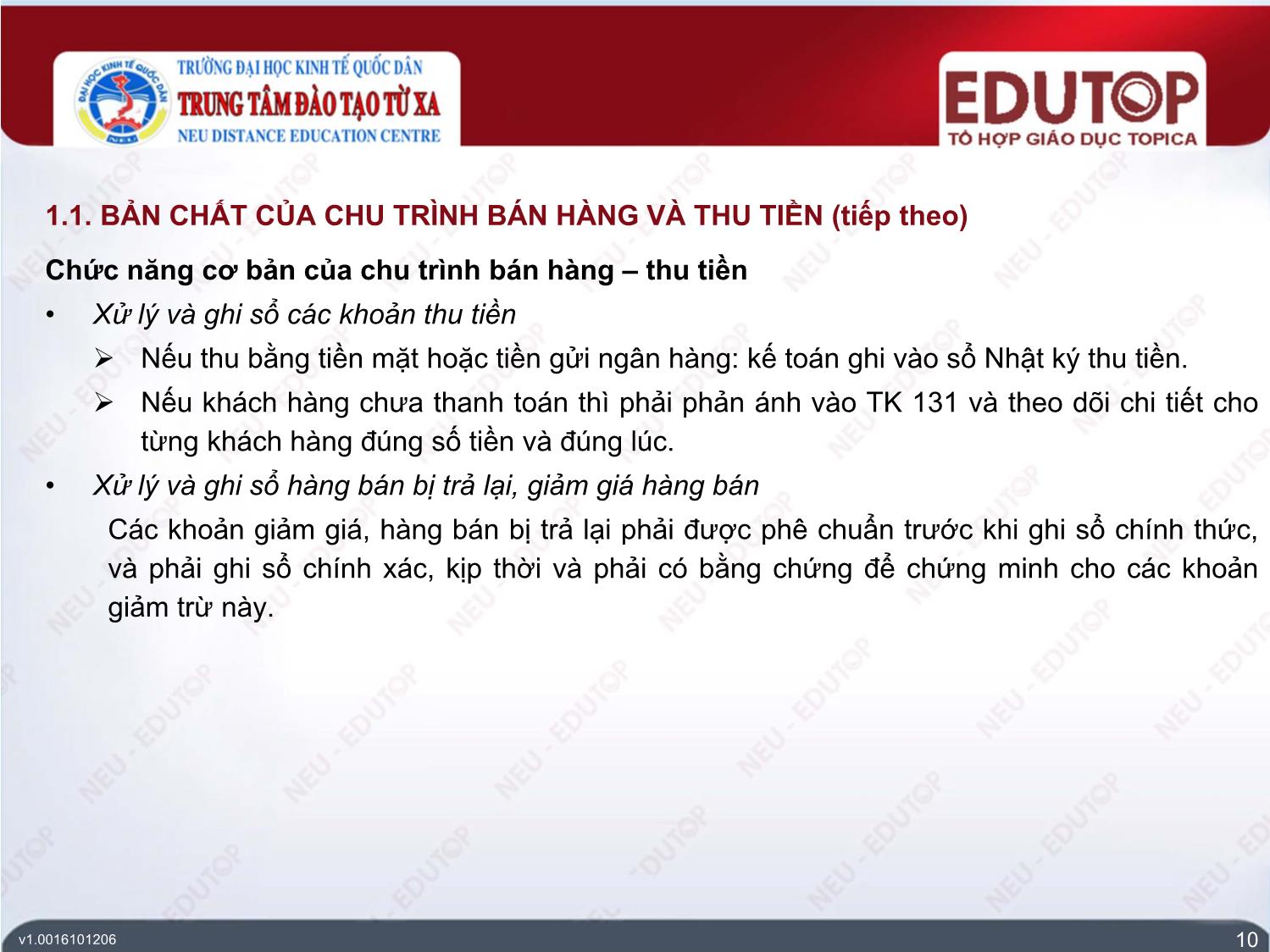 Bài giảng Kiểm toán tài chính - Bài 4: Kiểm toán chu trình bán hàng & thu tiền - Phan Trung Kiên trang 10