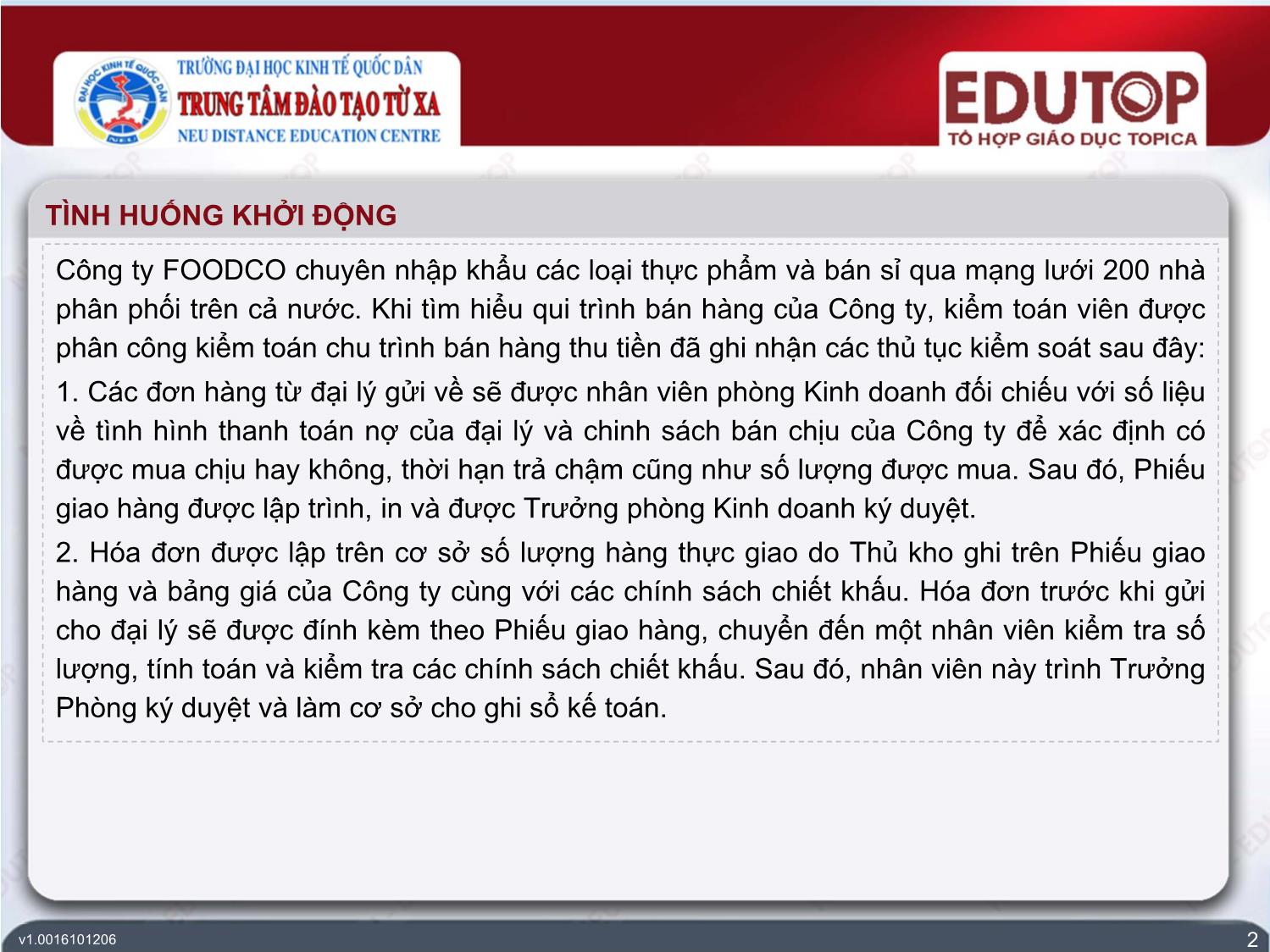 Bài giảng Kiểm toán tài chính - Bài 4: Kiểm toán chu trình bán hàng & thu tiền - Phan Trung Kiên trang 2