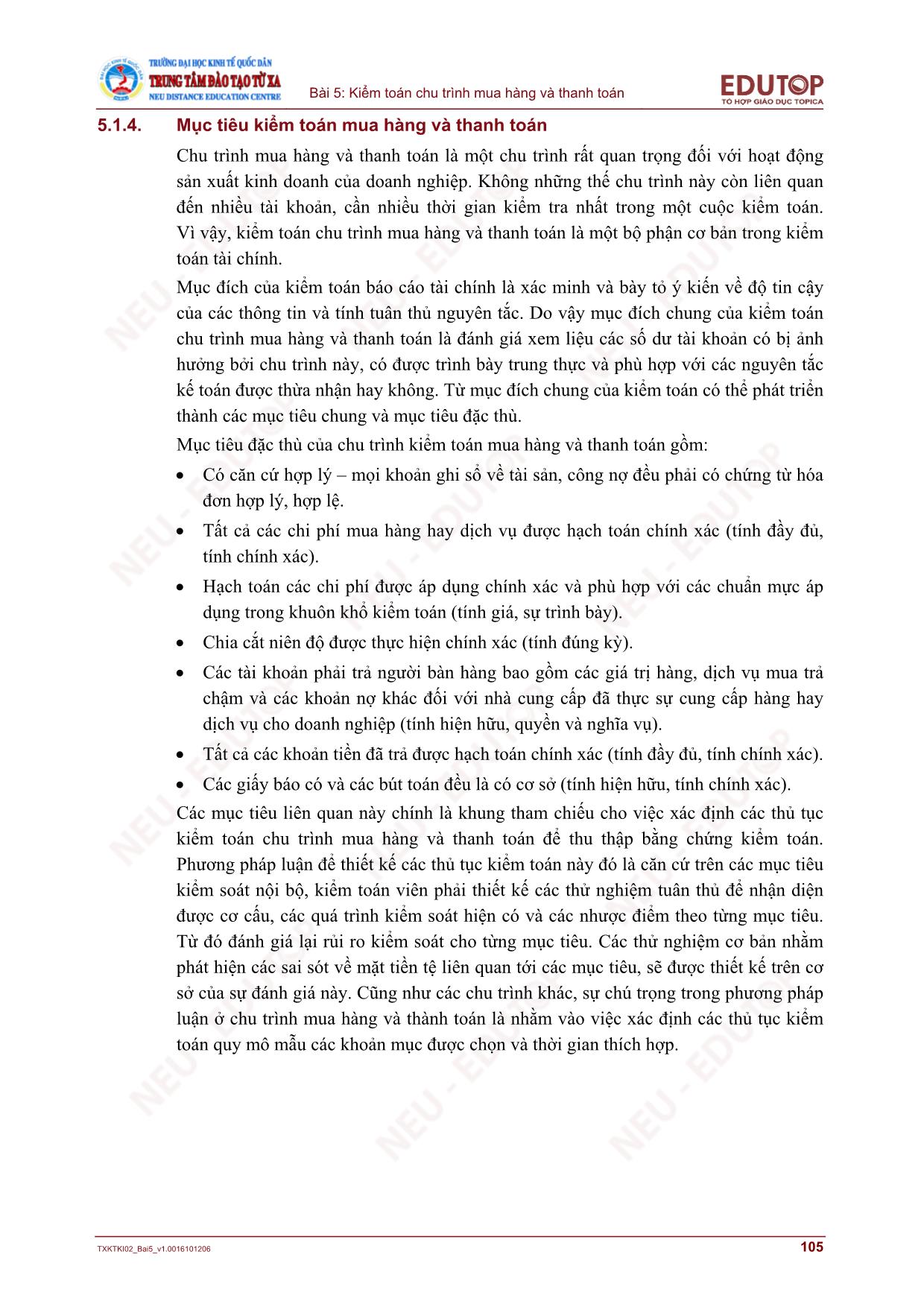 Bài giảng Kiểm toán tài chính - Bài 5: Kiểm toán chu trình mua hàng và thanh toán (Mới nhất) trang 6
