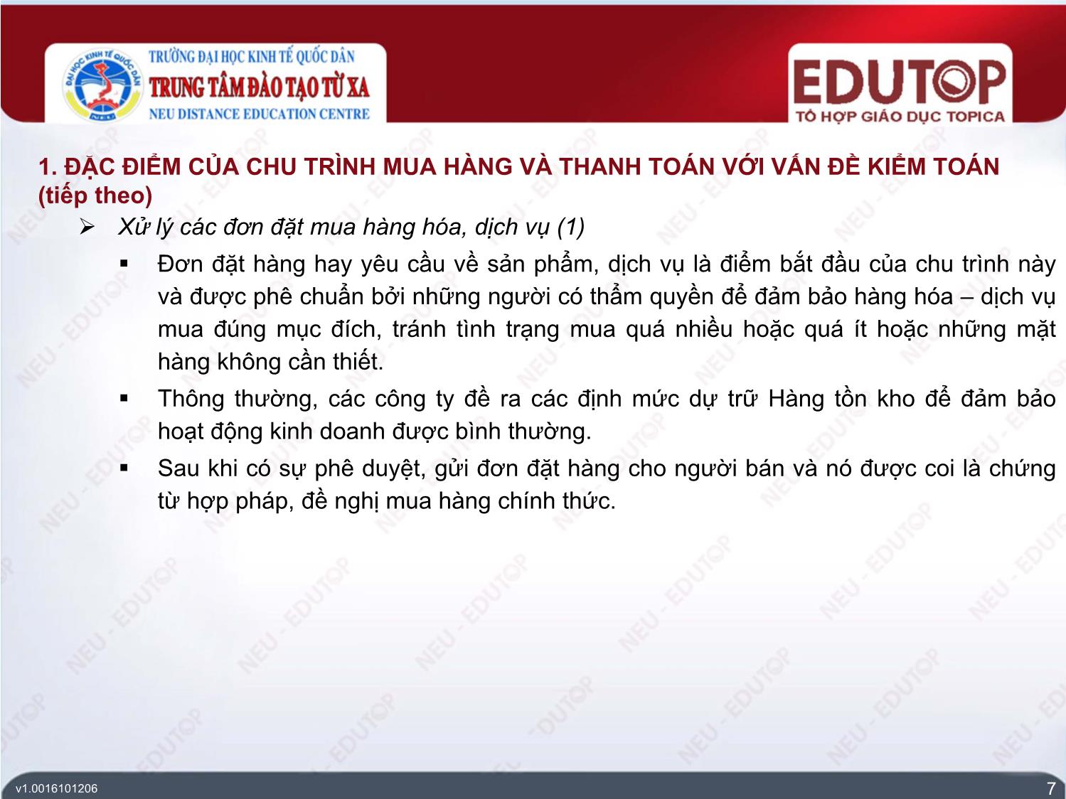 Bài giảng Kiểm toán tài chính - Bài 5: Kiểm toán chu trình mua hàng và thanh toán - Trần Mạnh Dũng trang 7