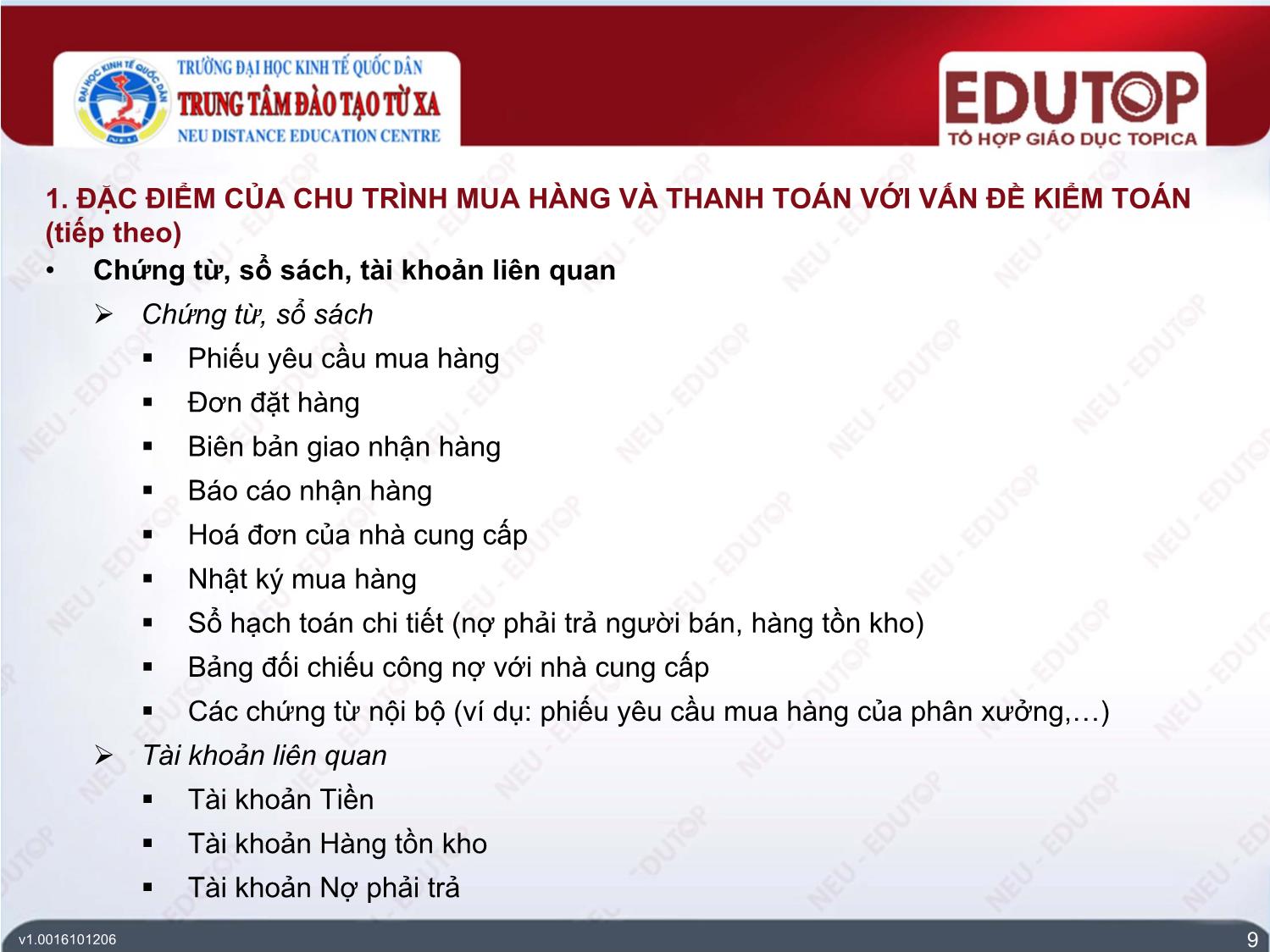 Bài giảng Kiểm toán tài chính - Bài 5: Kiểm toán chu trình mua hàng và thanh toán - Trần Mạnh Dũng trang 9