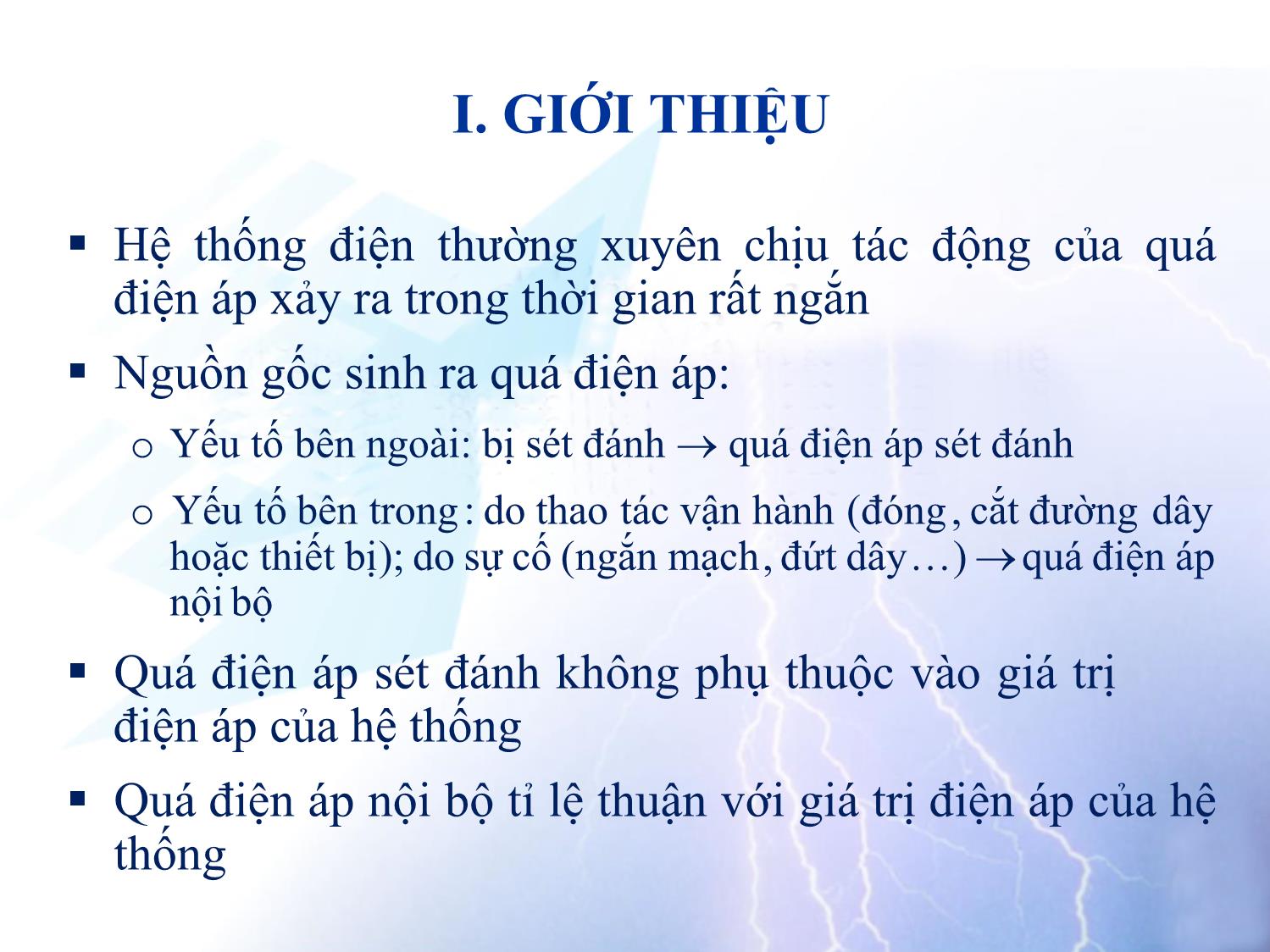 Bài giảng Kỹ thuật cao áp - Chương 10: Quá điện áp trong hệ thống điện trang 3