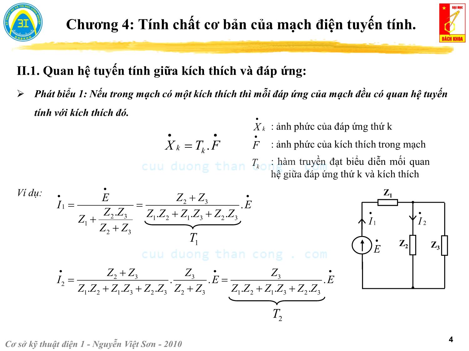 Bài giảng Kỹ thuật điện 1 - Chương 4: Tính chất cơ bản của mạch điện tuyến tính - Nguyễn Việt Sơn trang 4