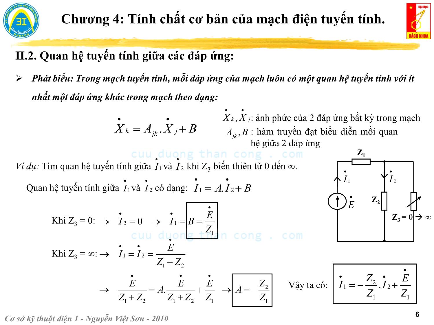 Bài giảng Kỹ thuật điện 1 - Chương 4: Tính chất cơ bản của mạch điện tuyến tính - Nguyễn Việt Sơn trang 6