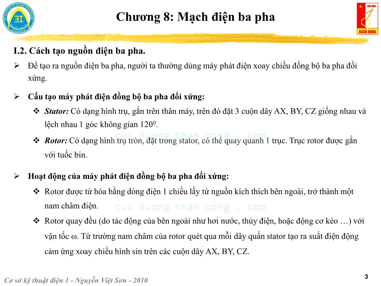 Bài giảng Kỹ thuật điện 1 - Chương 8: Mạch điện ba pha - Nguyễn Việt Sơn trang 3