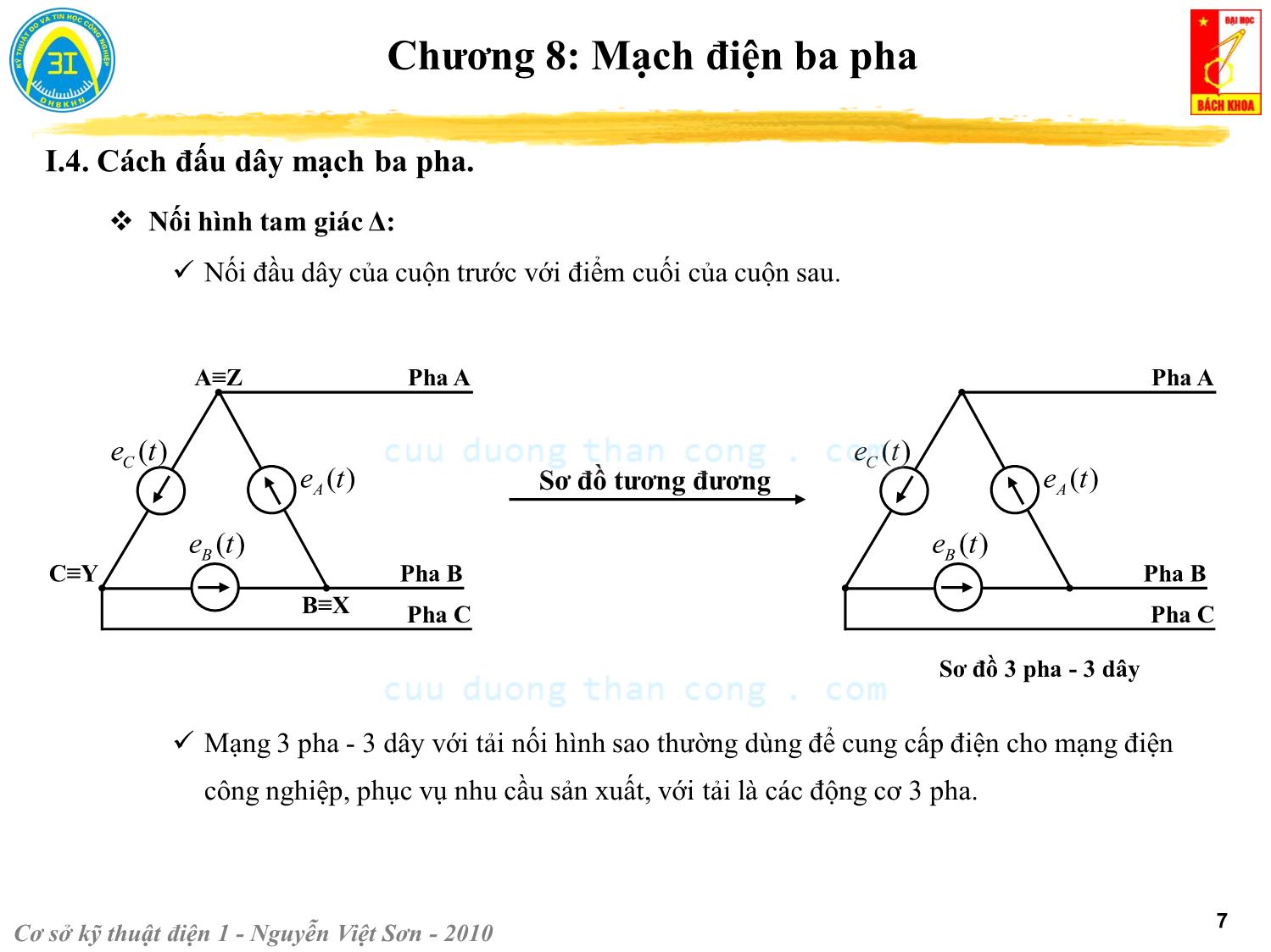 Bài giảng Kỹ thuật điện 1 - Chương 8: Mạch điện ba pha - Nguyễn Việt Sơn trang 7