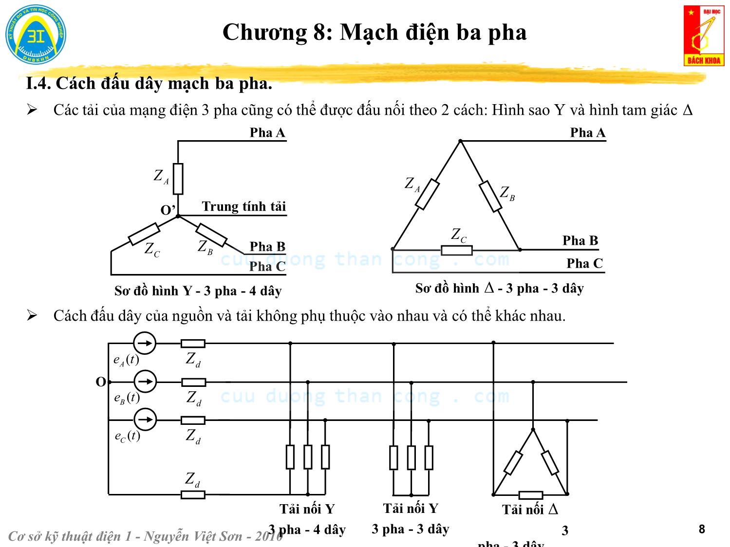 Bài giảng Kỹ thuật điện 1 - Chương 8: Mạch điện ba pha - Nguyễn Việt Sơn trang 8