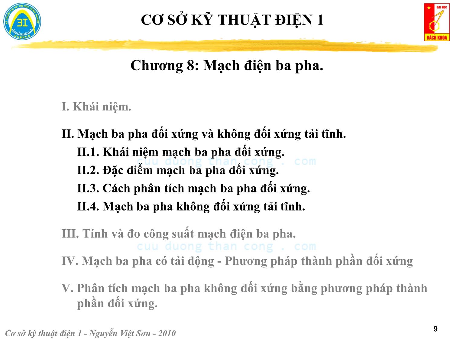 Bài giảng Kỹ thuật điện 1 - Chương 8: Mạch điện ba pha - Nguyễn Việt Sơn trang 9