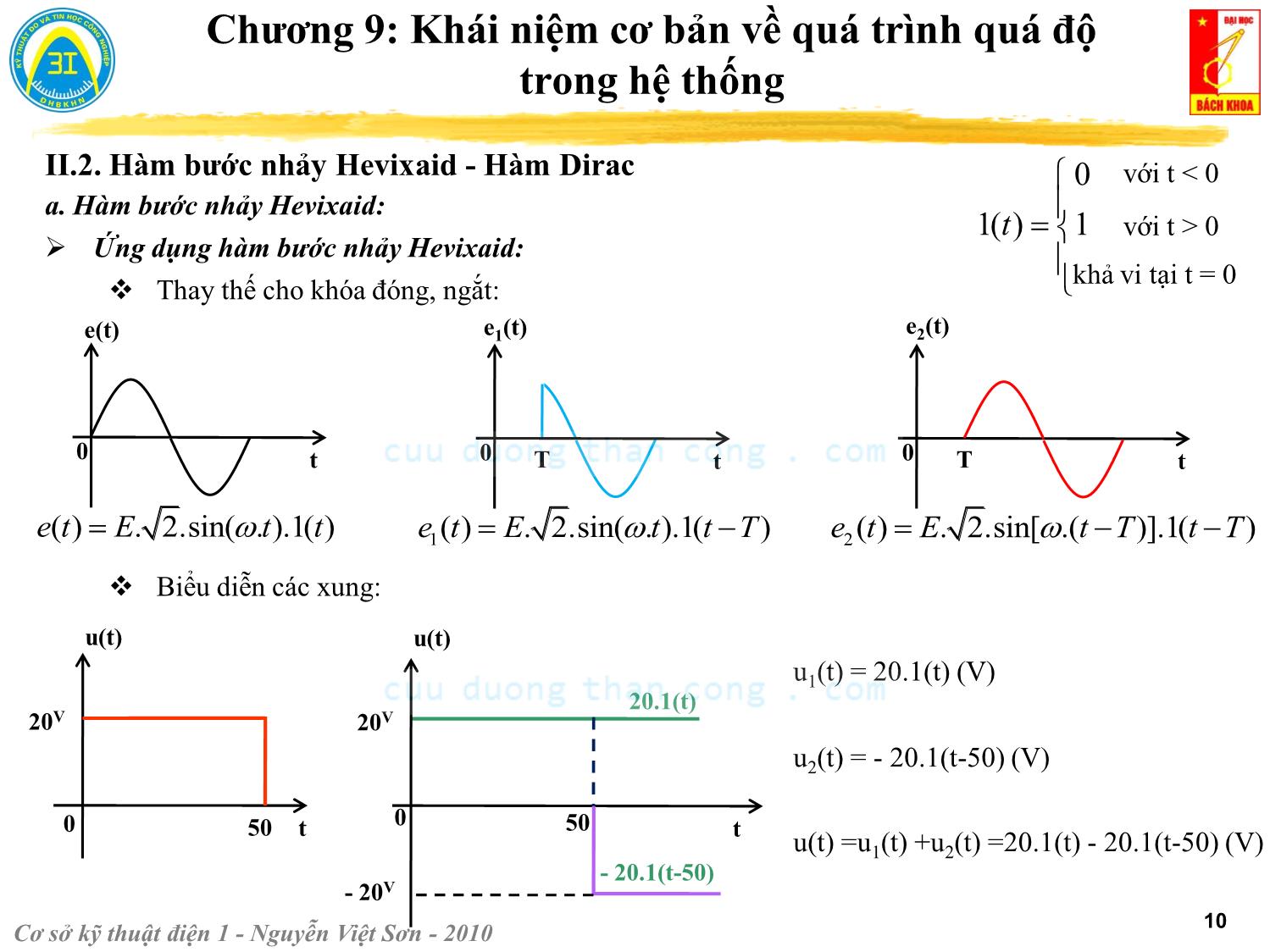 Bài giảng Kỹ thuật điện 1 - Chương 9: Khái niệm cơ bản về quá trình quá độ trong hệ thống - Nguyễn Việt Sơn trang 10