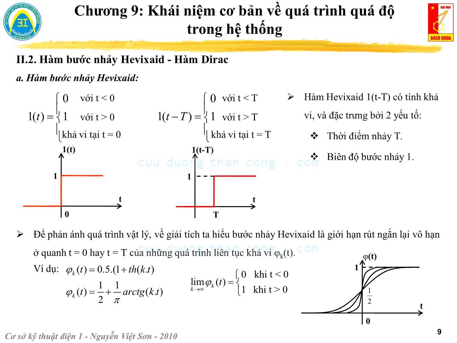 Bài giảng Kỹ thuật điện 1 - Chương 9: Khái niệm cơ bản về quá trình quá độ trong hệ thống - Nguyễn Việt Sơn trang 9