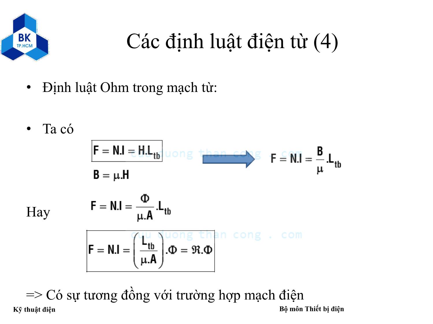 Bài giảng Kỹ thuật điện - Chương 4: Máy biến áp trang 8