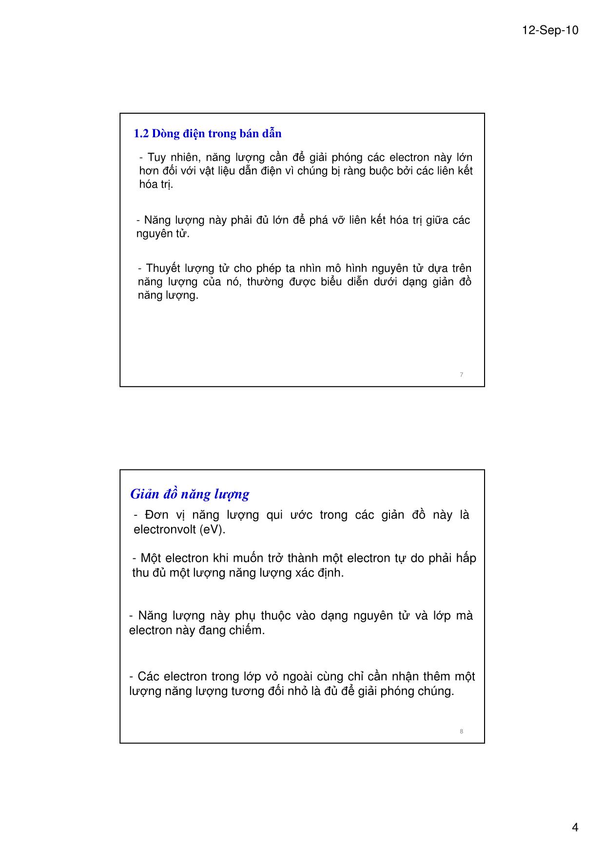 Bài giảng Kỹ thuật điện tử - Chương 1: Giới thiệu về chất bán dẫn - Lê Chí Thông trang 4