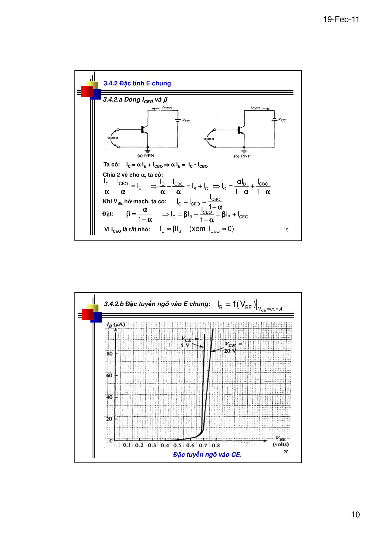 Bài giảng Kỹ thuật điện tử - Chương 3: Transistor lưỡng cực - Lê Chí Thông trang 10