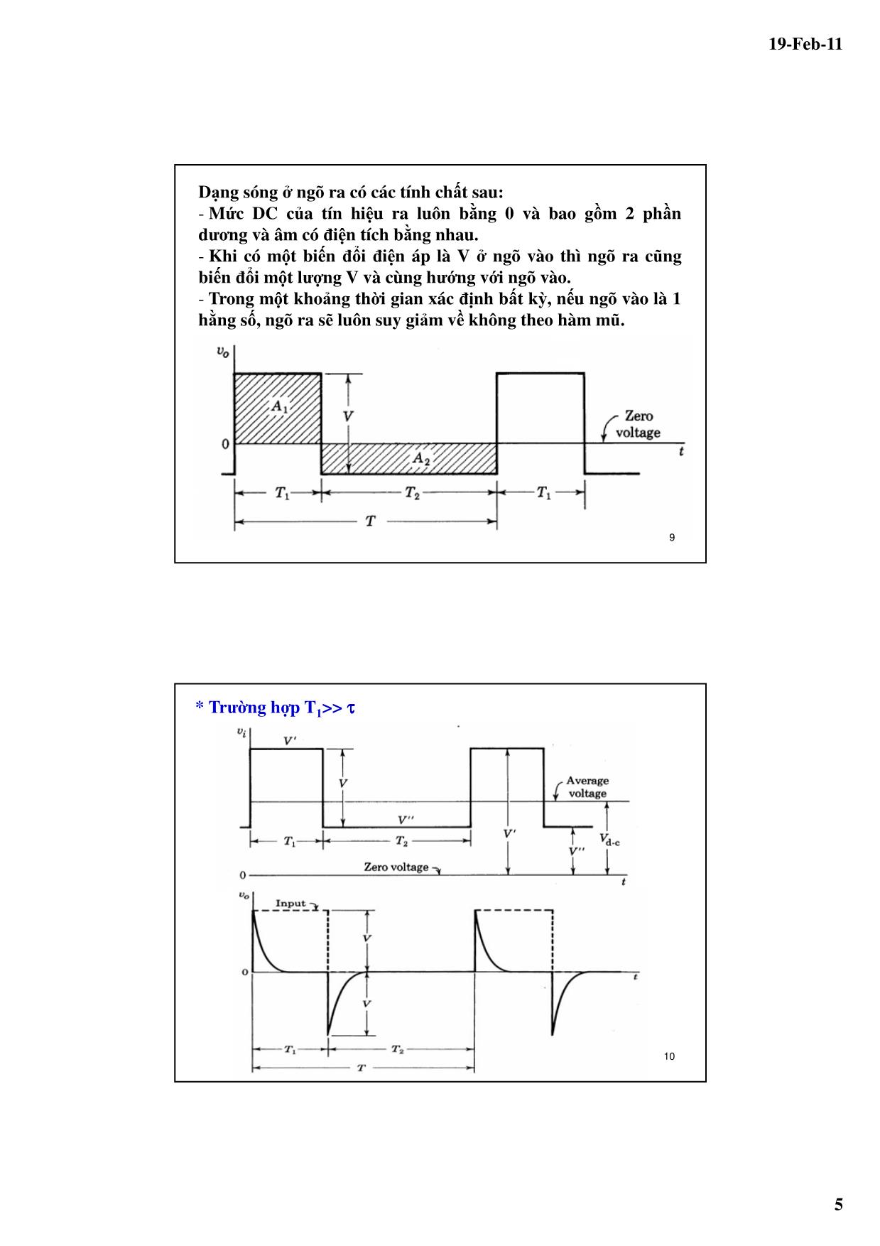 Bài giảng Kỹ thuật điện tử - Chương 6: Các mạch xung - Lê Chí Thông trang 5