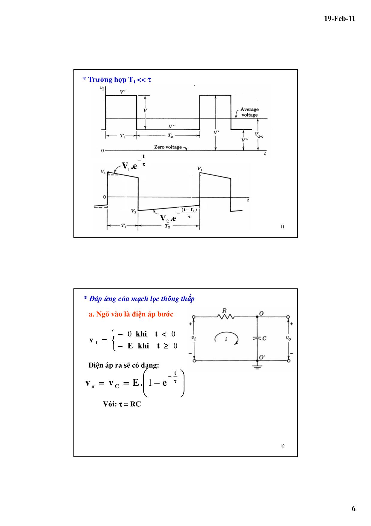 Bài giảng Kỹ thuật điện tử - Chương 6: Các mạch xung - Lê Chí Thông trang 6