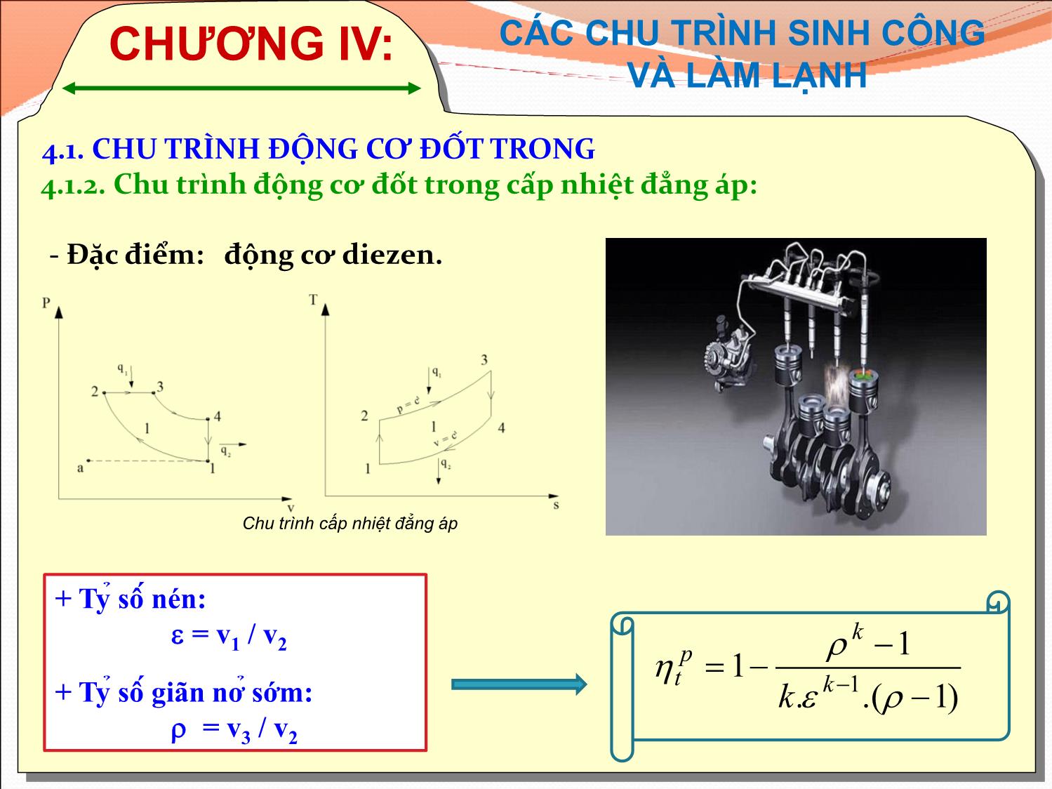 Bài giảng Kỹ thuật nhiệt - Chương 4: Các chu trình sinh công và làm lạnh - Ngô Phi Mạnh trang 5