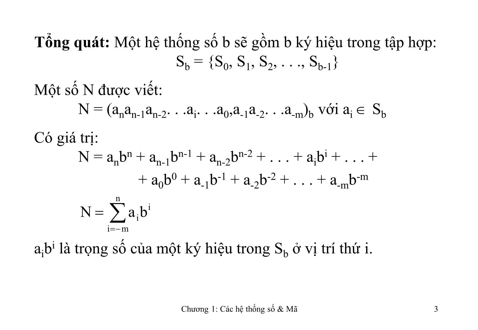 Bài giảng Kỹ thuật số - Chương 1: Các hệ thống số và mã trang 3