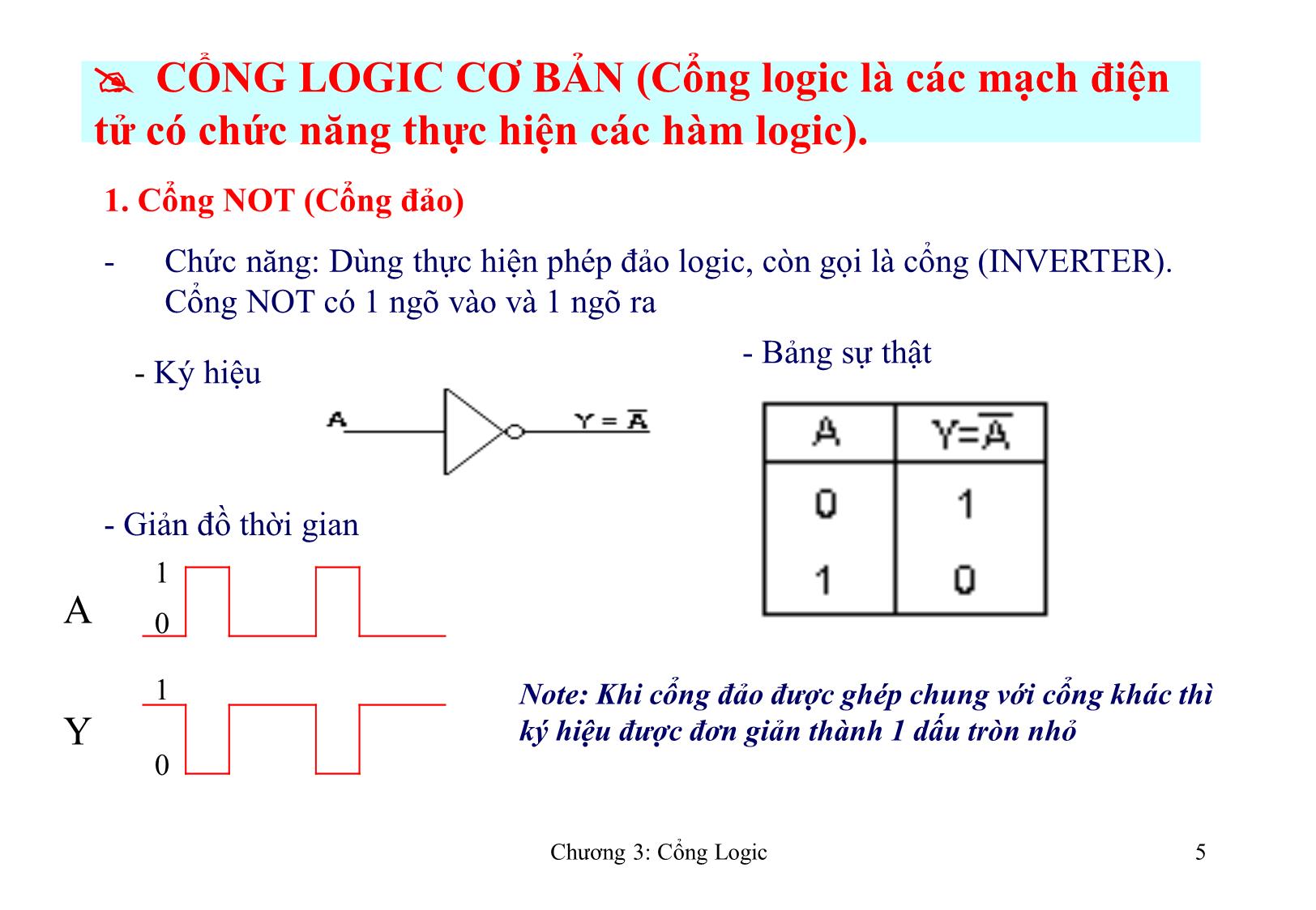 Bài giảng Kỹ thuật số - Chương 3: Cổng Logic trang 5