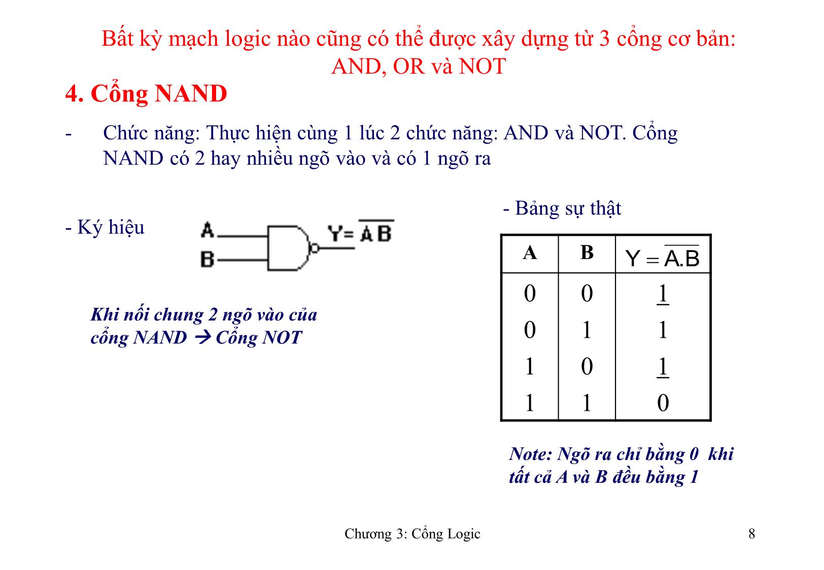 Bài giảng Kỹ thuật số - Chương 3: Cổng Logic trang 8