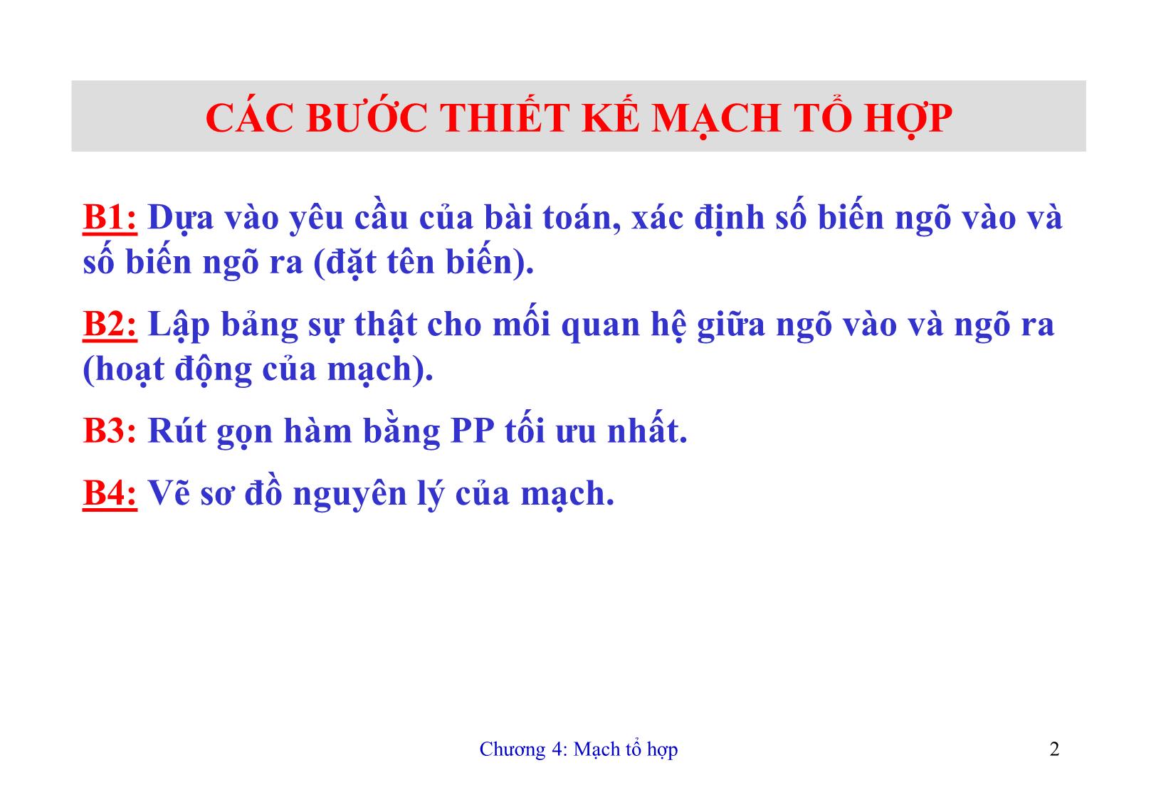 Bài giảng Kỹ thuật số - Chương 4: Mạch tổ hợp trang 2