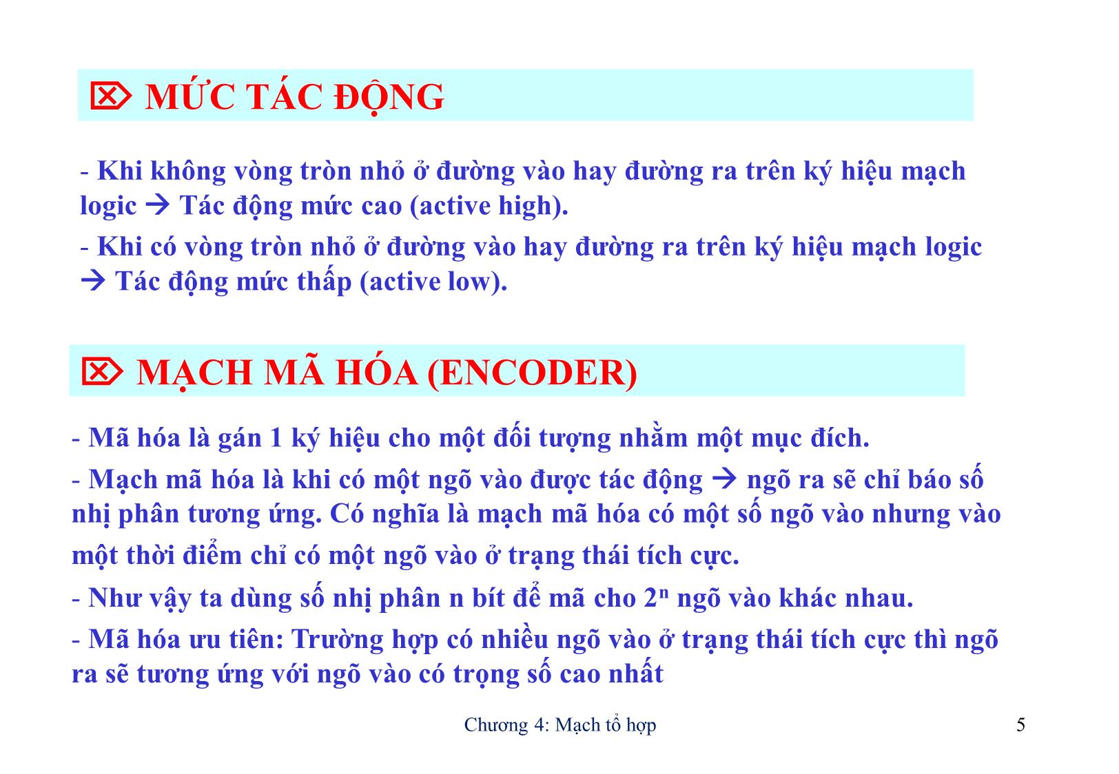 Bài giảng Kỹ thuật số - Chương 4: Mạch tổ hợp trang 5