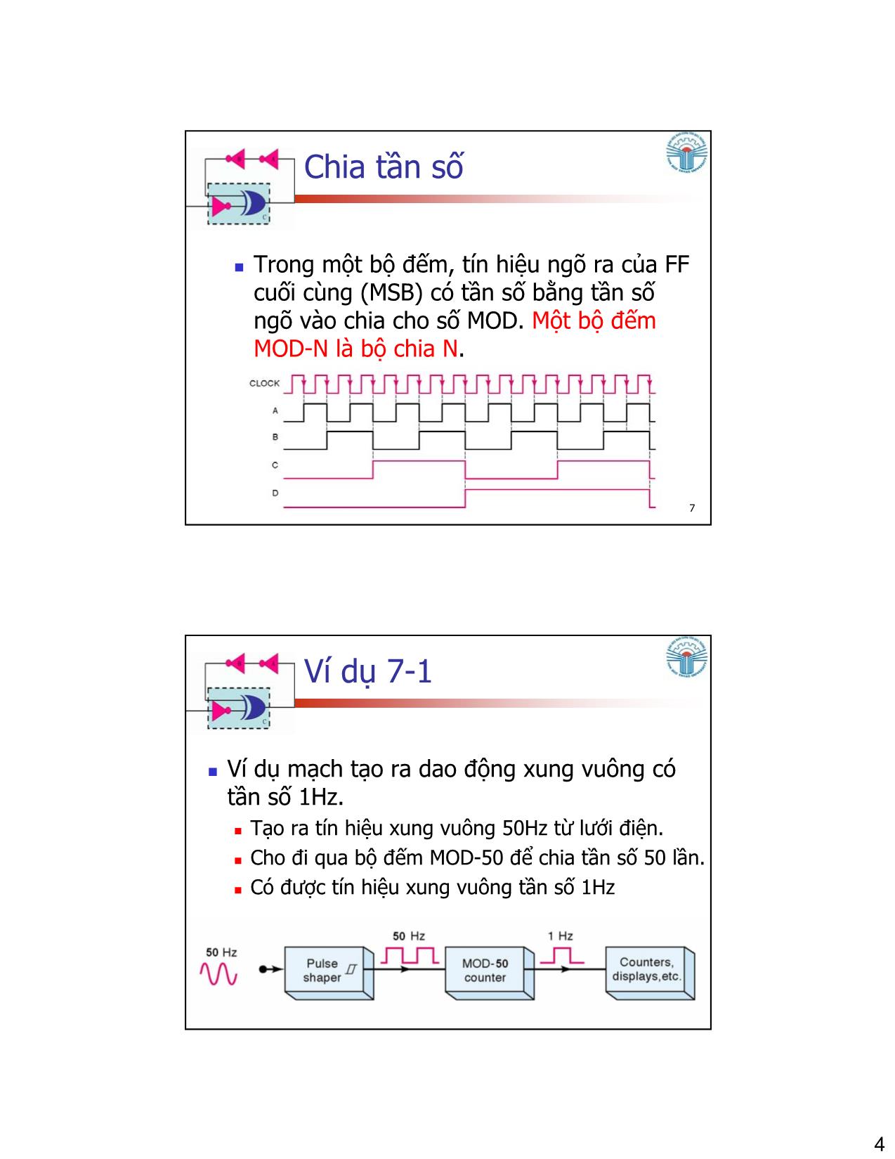 Bài giảng Kỹ thuật số - Chương 7: Bộ đếm và thanh ghi - Đặng Ngọc Khoa trang 4