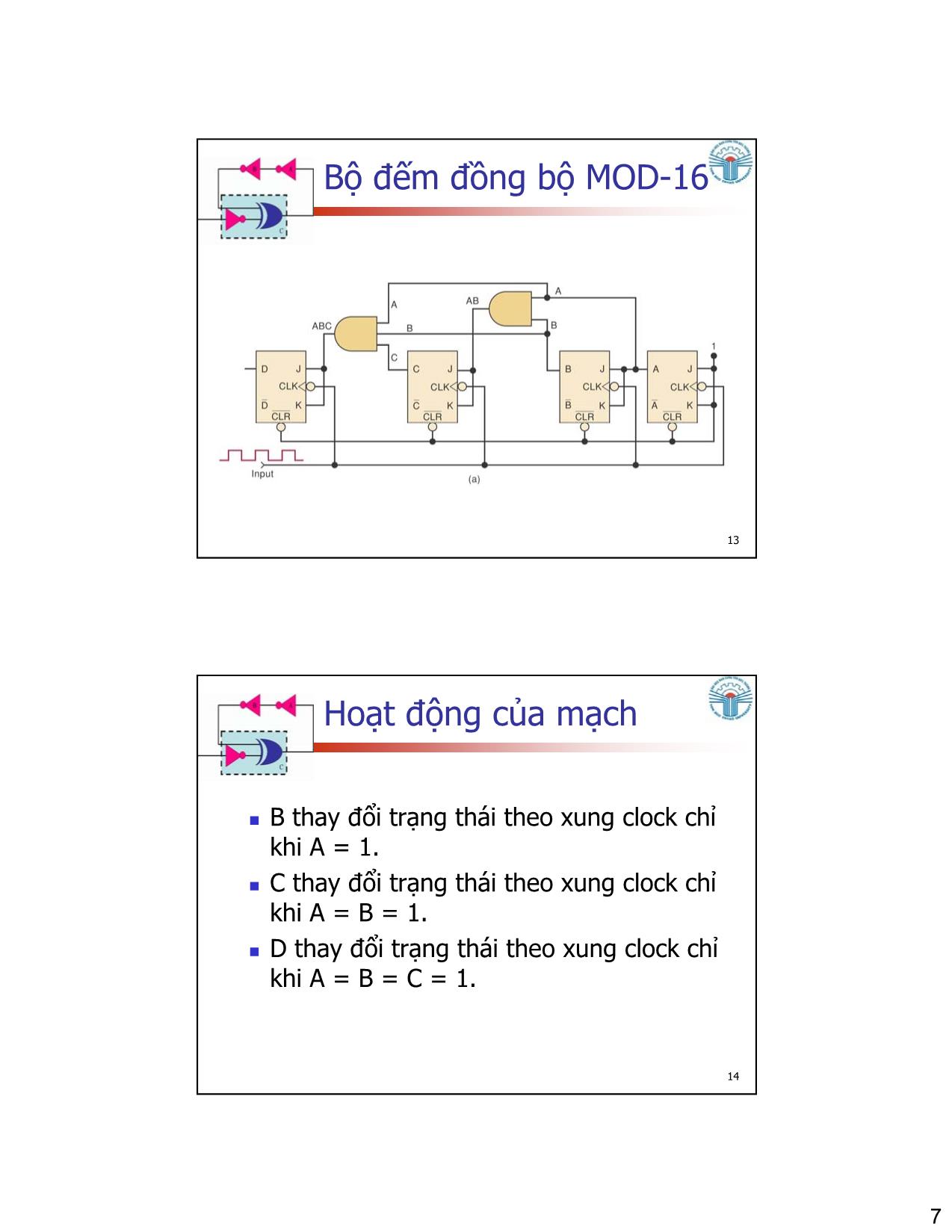 Bài giảng Kỹ thuật số - Chương 7: Bộ đếm và thanh ghi - Đặng Ngọc Khoa trang 7