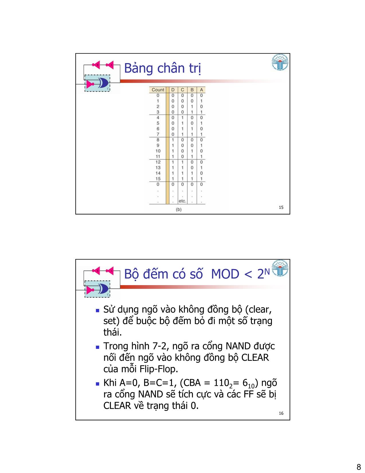 Bài giảng Kỹ thuật số - Chương 7: Bộ đếm và thanh ghi - Đặng Ngọc Khoa trang 8